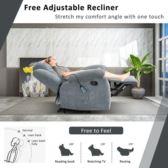 Super Soft Manual Heated and Massage Recliner Chair