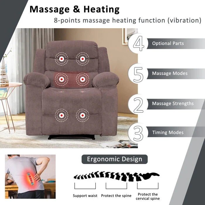 Soft Recliner Chair with Massage and Heat Function