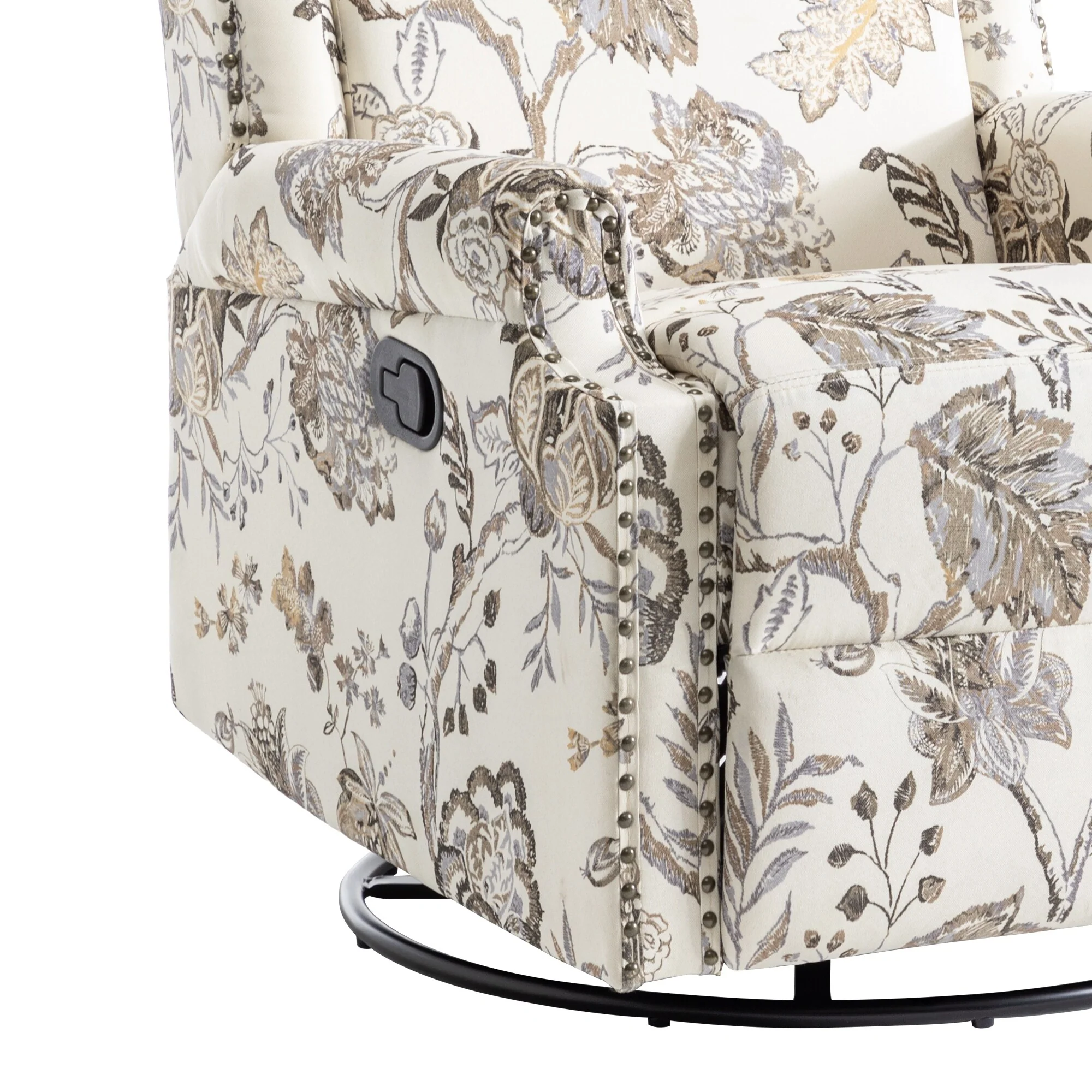 Linen Manual Swivel Base Recliner Chair with Footrest