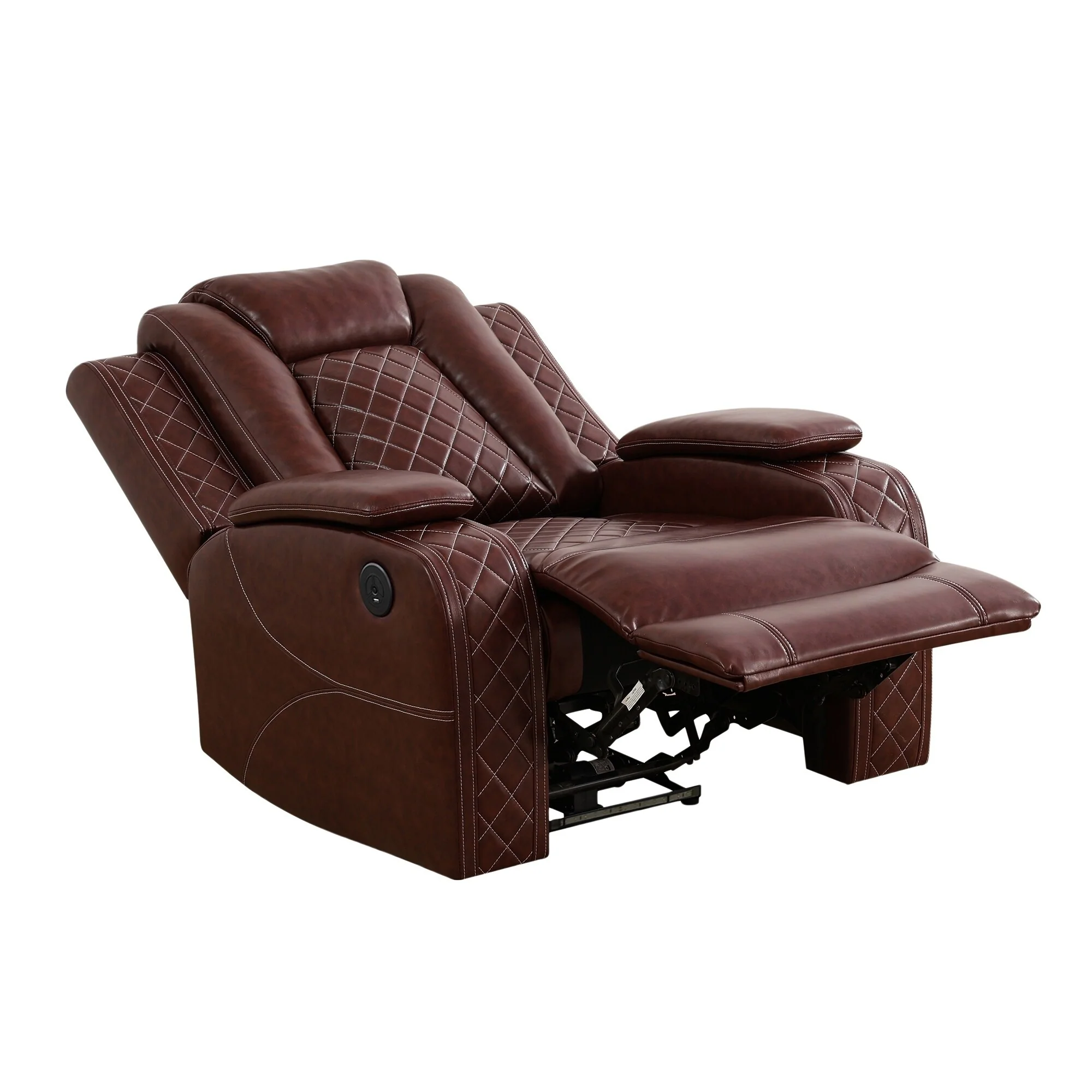 Modern Breathing Leather Recliner Chair with Ambient Lighting and USB-Powered LED
