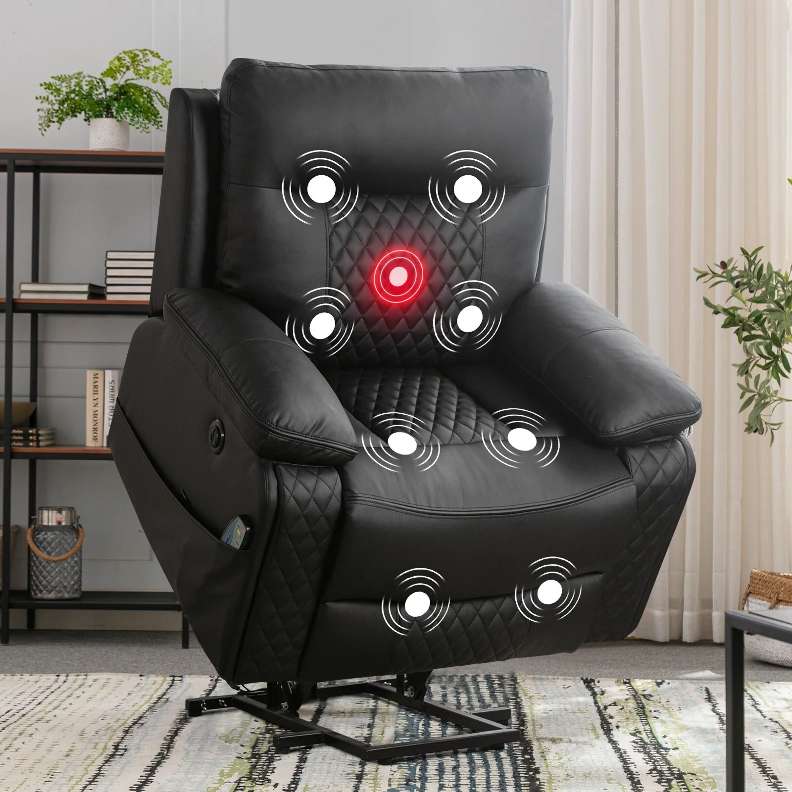 Modern Leather Power Reclining Heated Massage Chair for Elderly