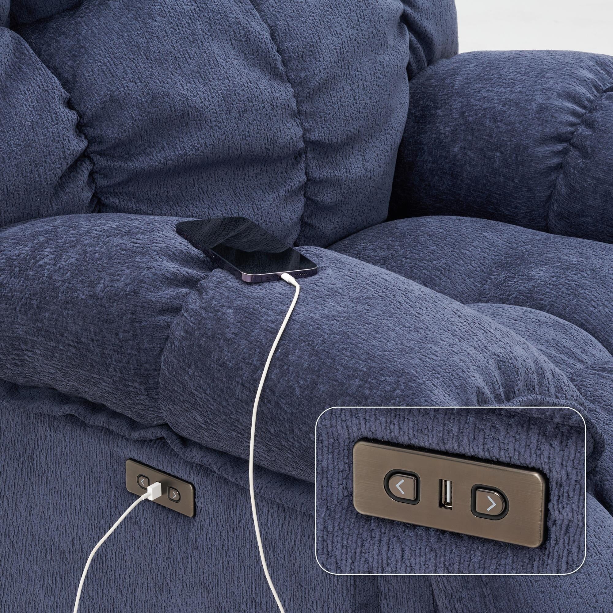 Fabric 360�� Swivel Electric Recliner Chair with Glide Motion