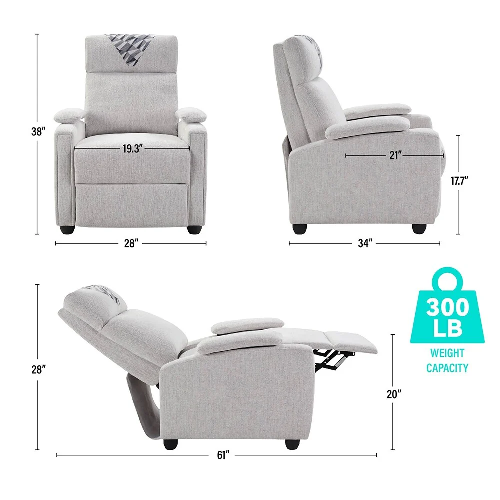 Manual Recliner Chair Classic Design with Plush Arms Back,Living Room