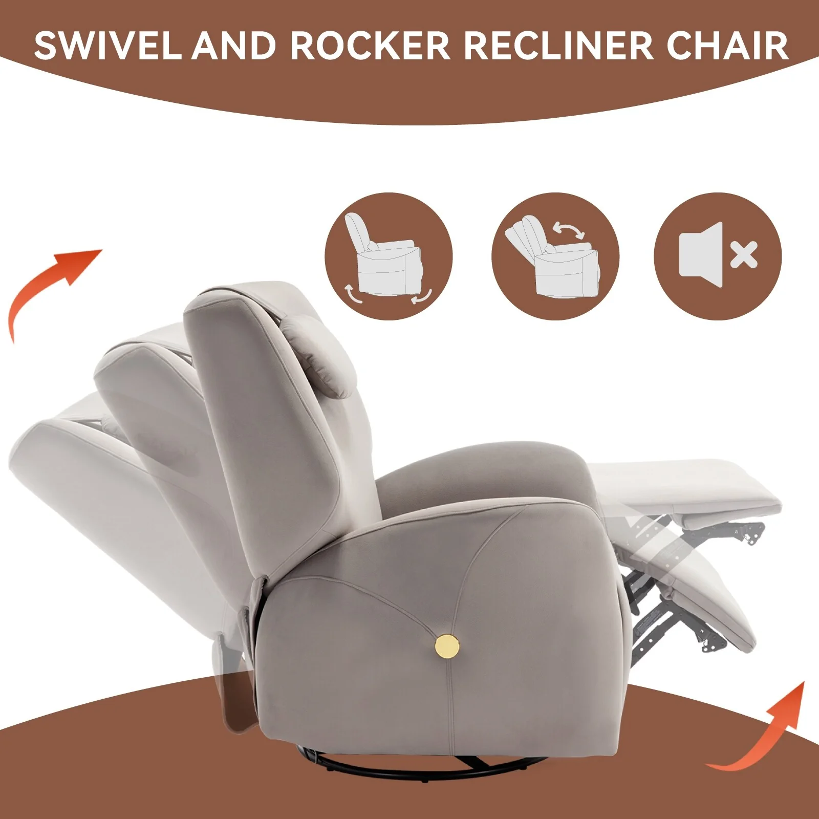 Swivel and Rocker Power Recliner Chair with Lumbar