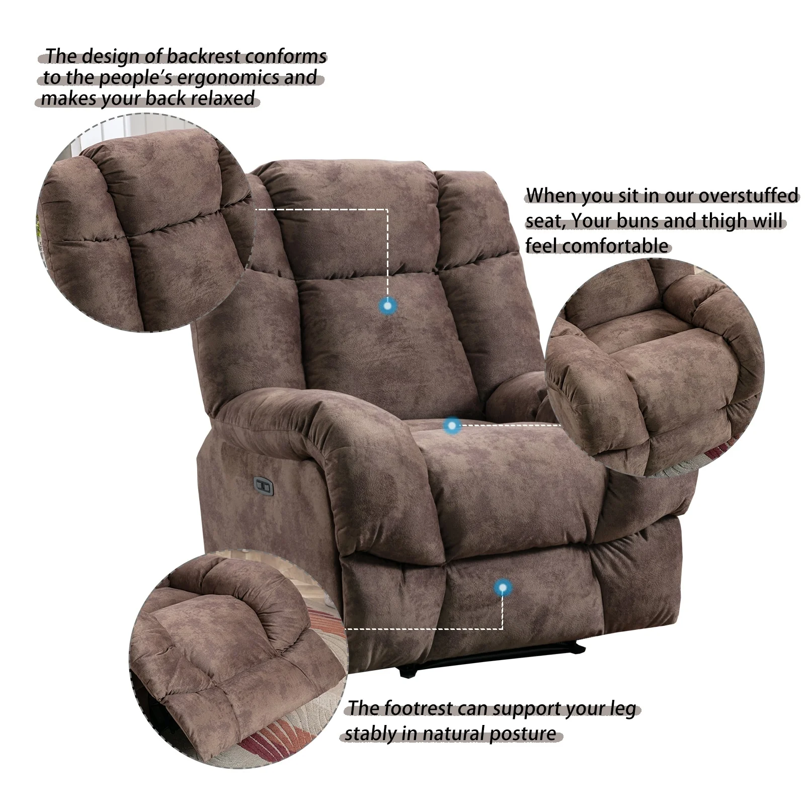 Chenille Power Standard Recliner Chair