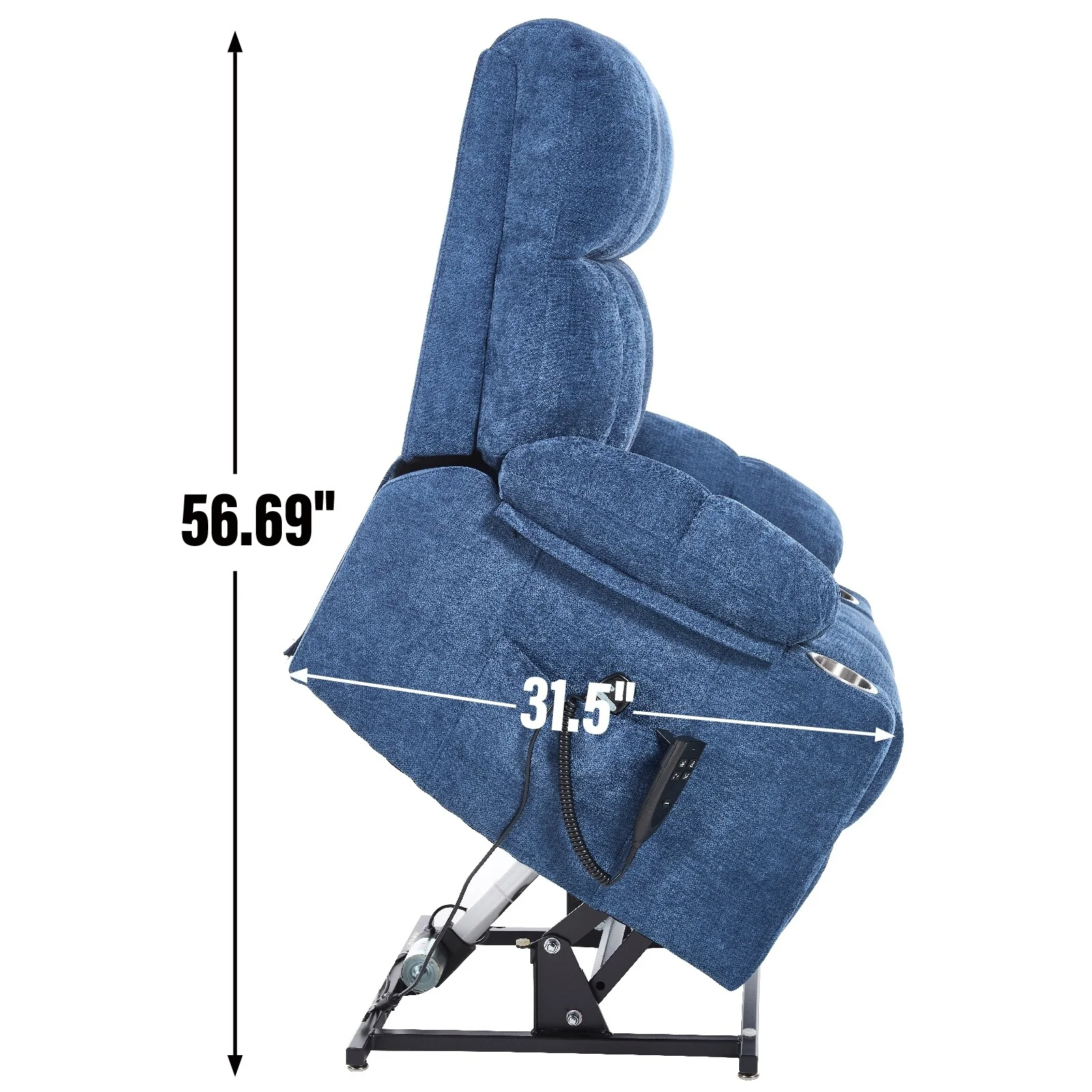 Lift Recliner Chair, Heavy Duty Motion Mechanism with 8-Point Vibration Massage and Lumbar Heating, Dual Cup Holders