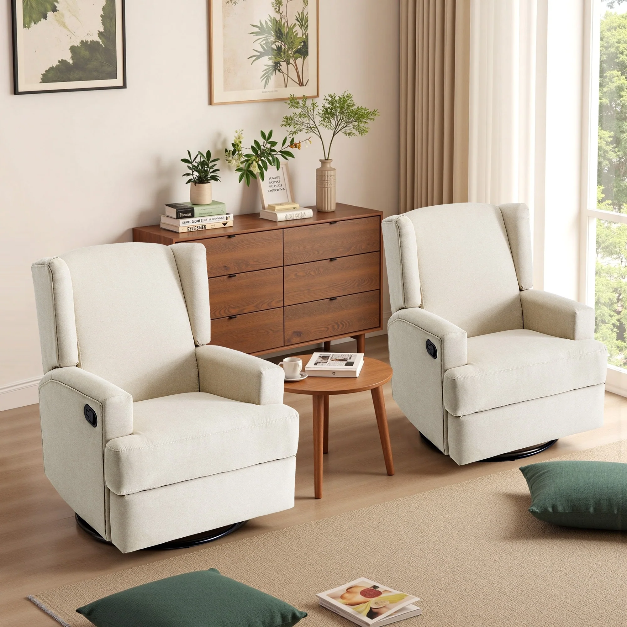 Swivel Glider Rocker Nursery Recliner Chair set of 2