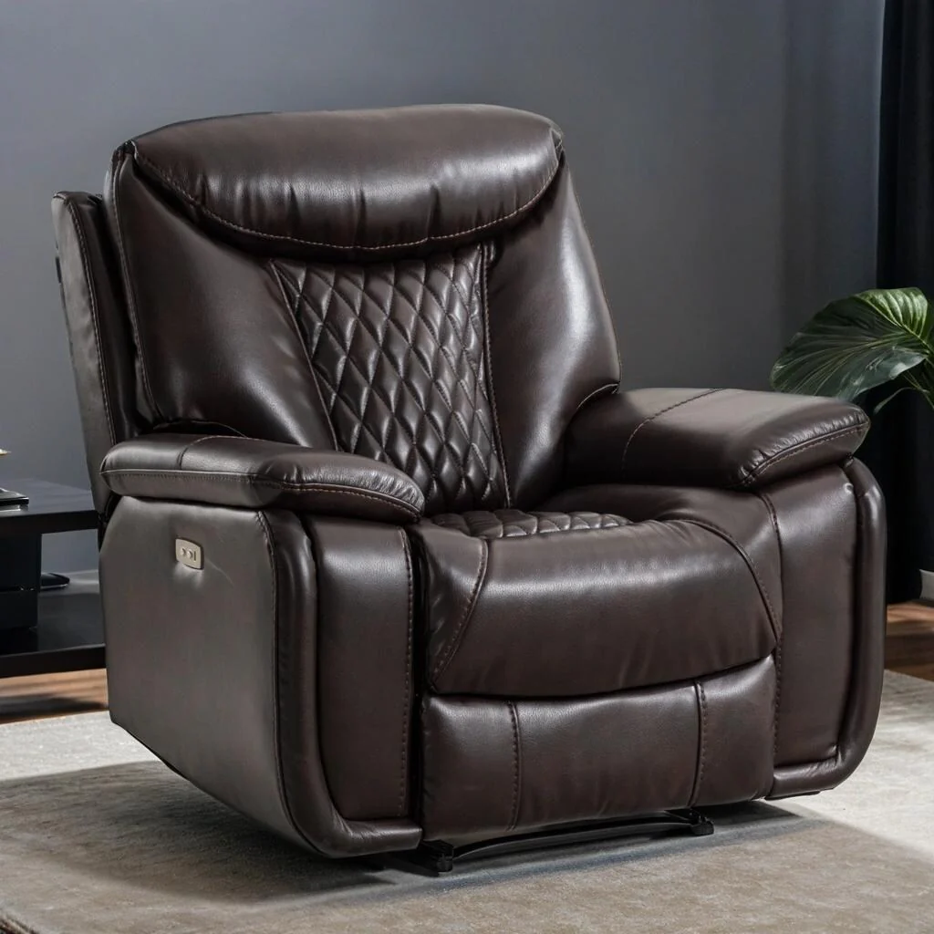 Ebello Leather Electric Power Recliner with Comfortable Footrest for Living Room