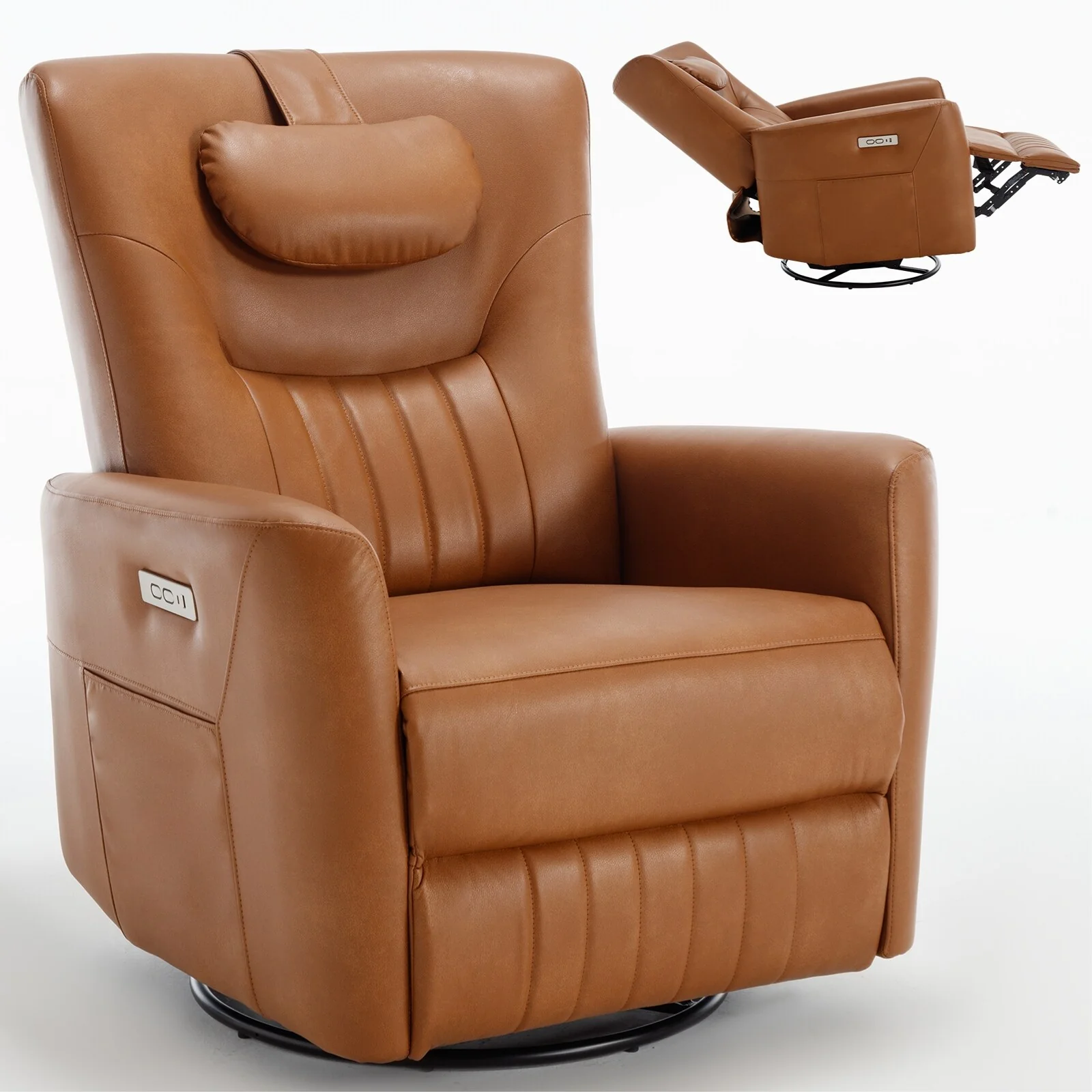 Swivel and Rocker Power Recliner Chair with Lumbar