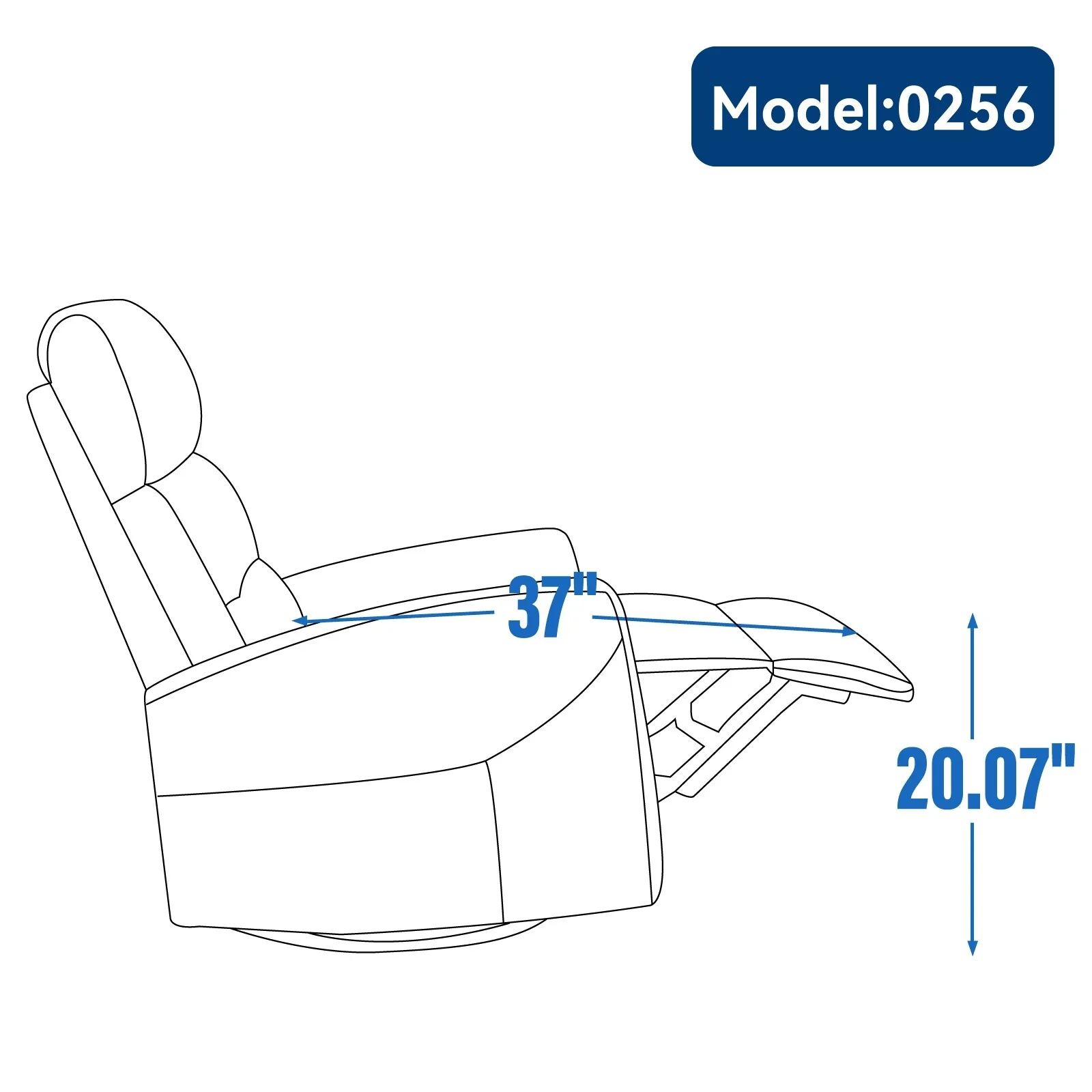 360�� Swivel Chair, Fabric Manual Recliner Chair Armchair with Footrest and Adjustable Backrest Pedals, Side Pockets