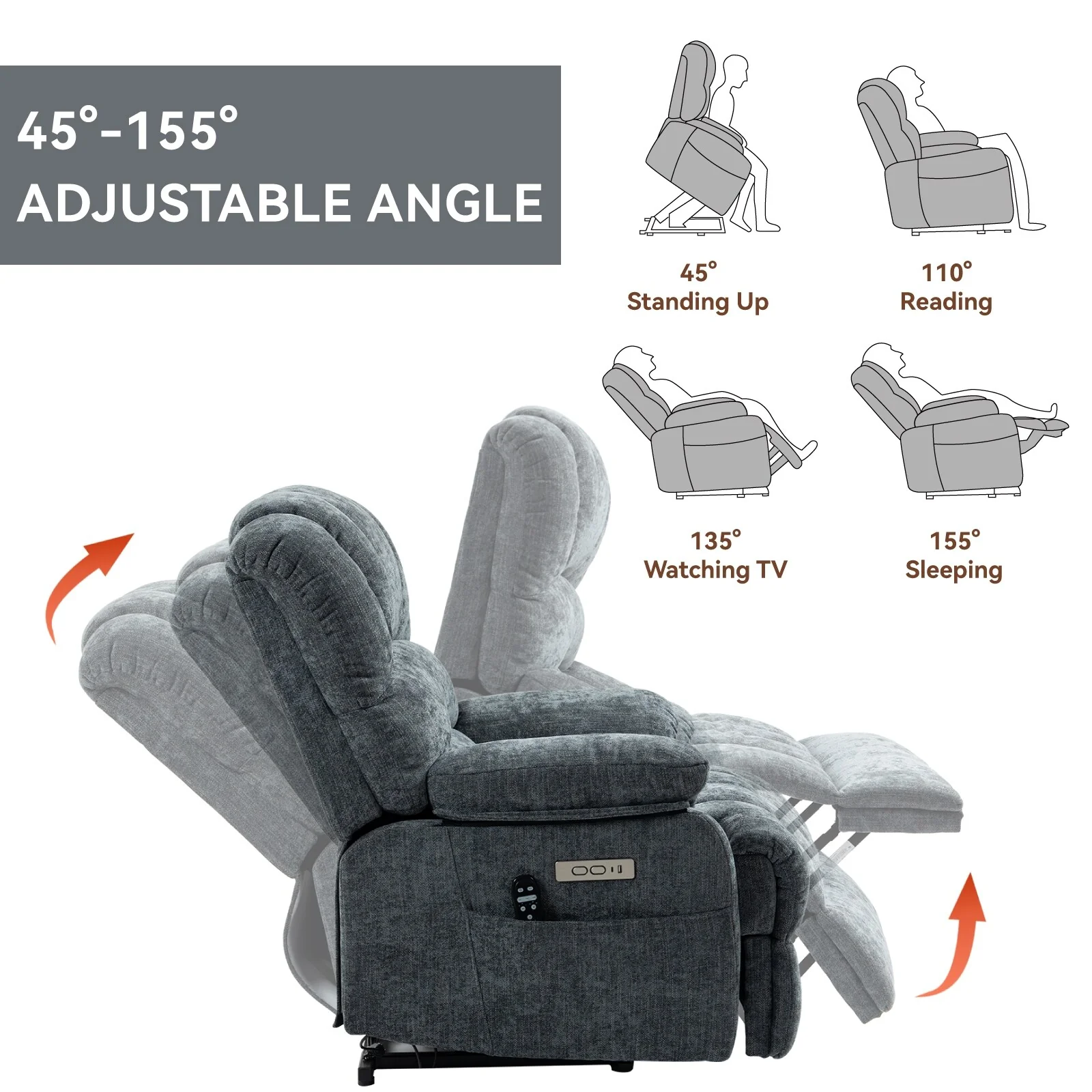 Chenille Power Lift Recliner Chair