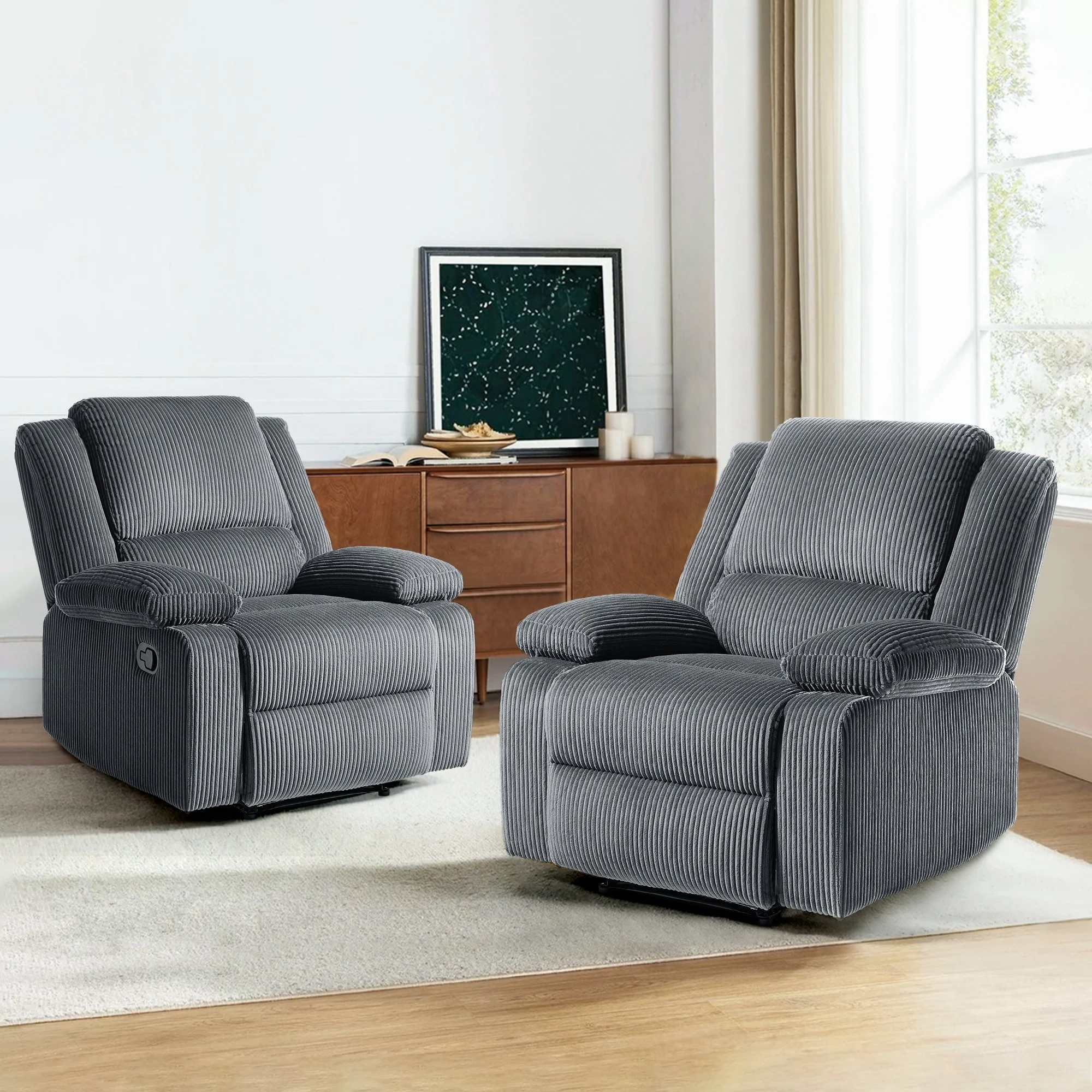 Corduroy Adjustable Recliner Chair Sofa for Living Room