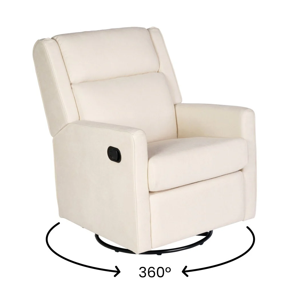 Classic Upholstered Manual Recline Rocking Swivel Glider Chair