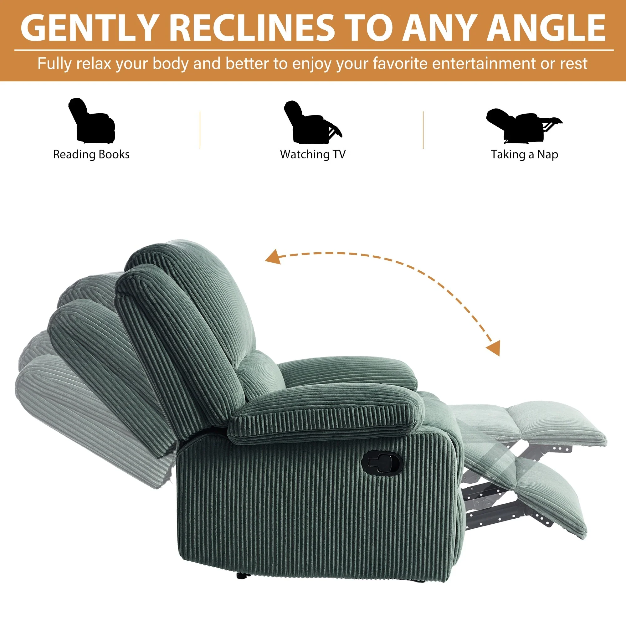 Vegan Leather Upholstered Push Back Manual Recliner Chair