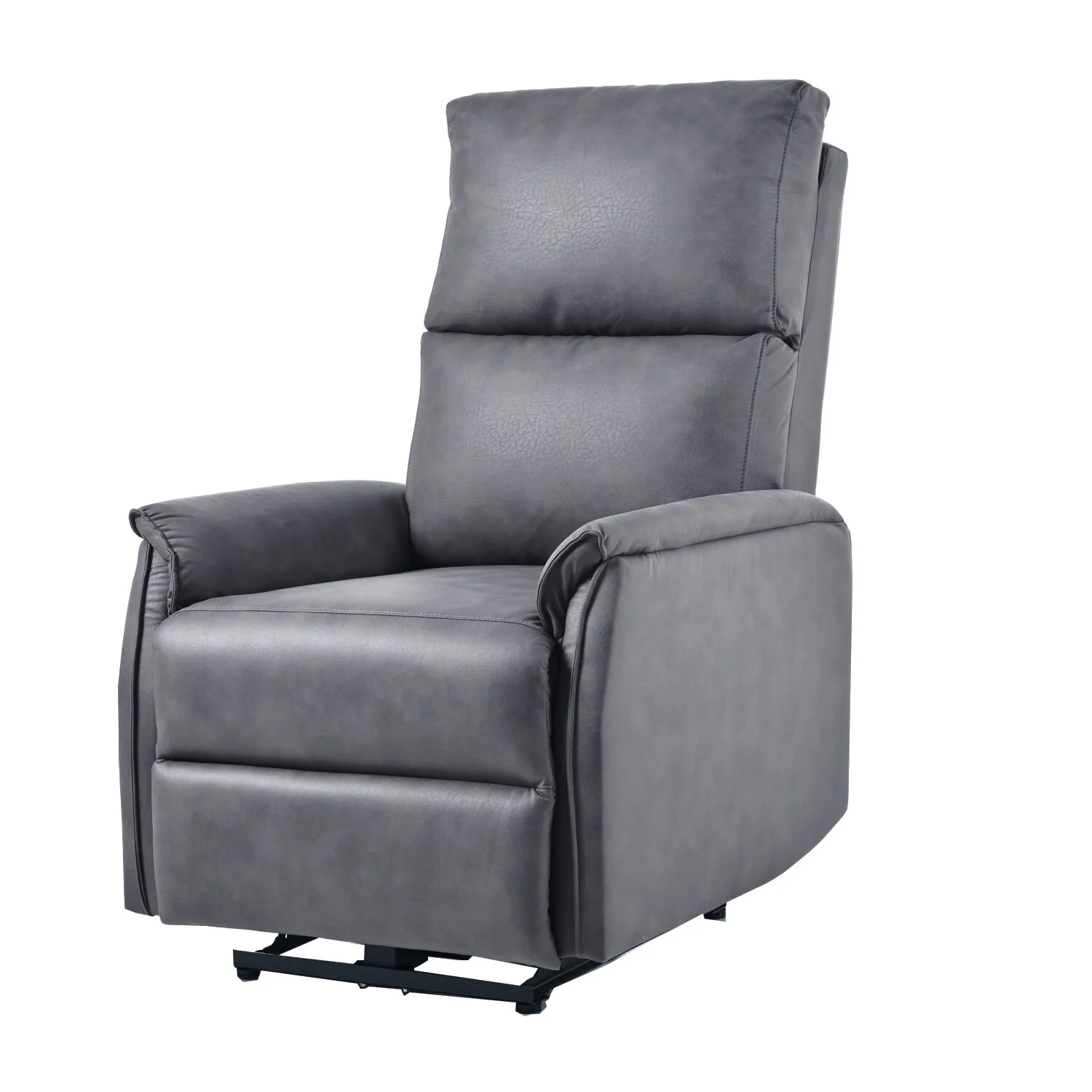 Grey Electric Recliner Chair with USB Charging, Comfortable Seating, and Side Control Panel for Living Room Relaxation