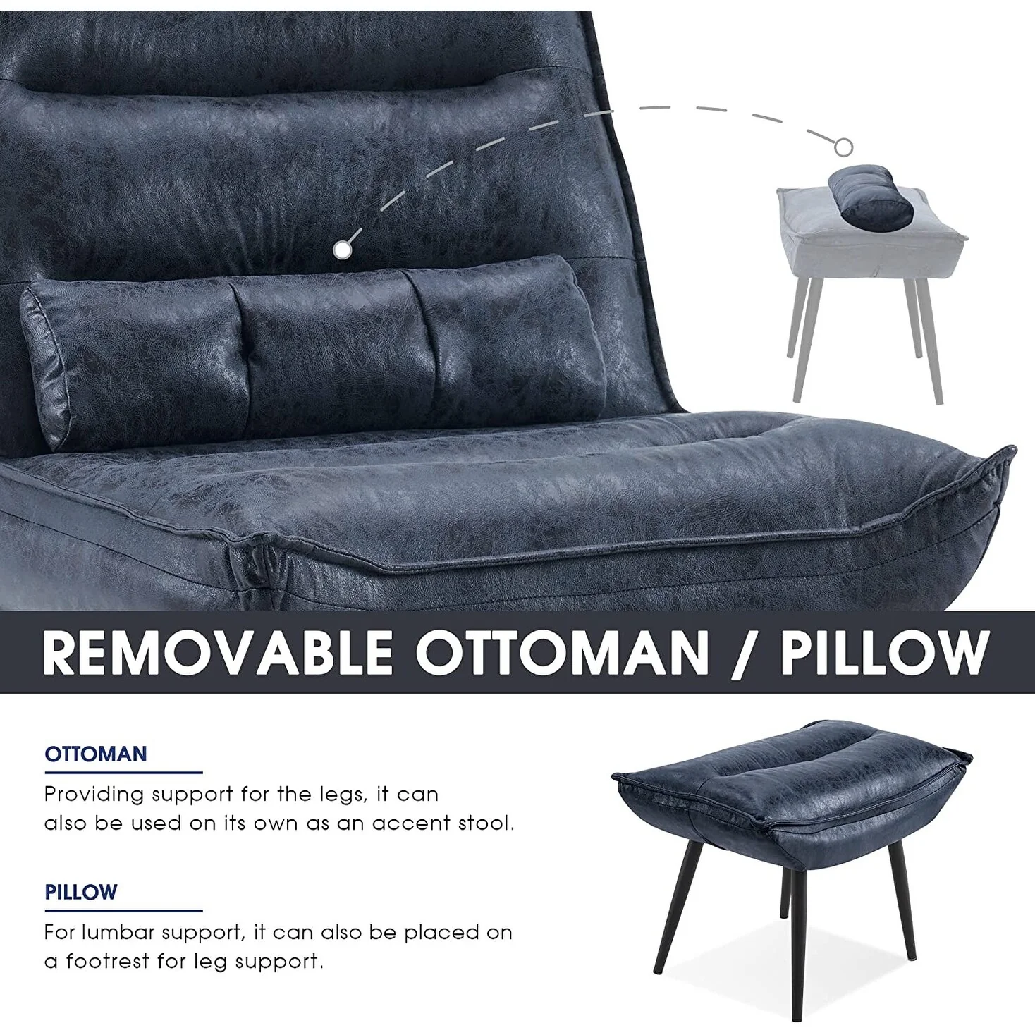 MCombo Modern Chair with Ottoman, Bronzing Fabric Upholstered Leisure Chairs