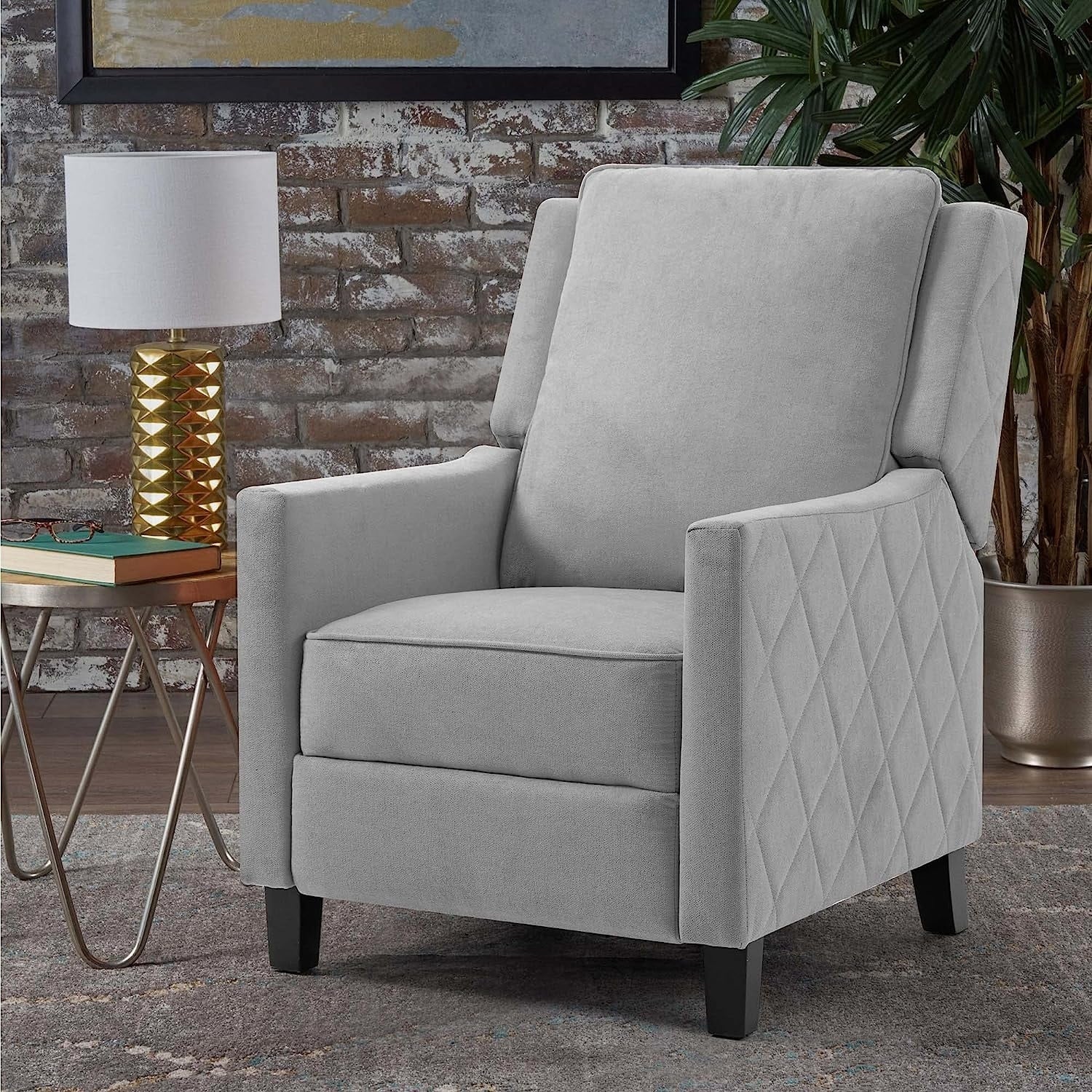 AVAWING Push Back Recliner Chair Linen Wing Back Chair