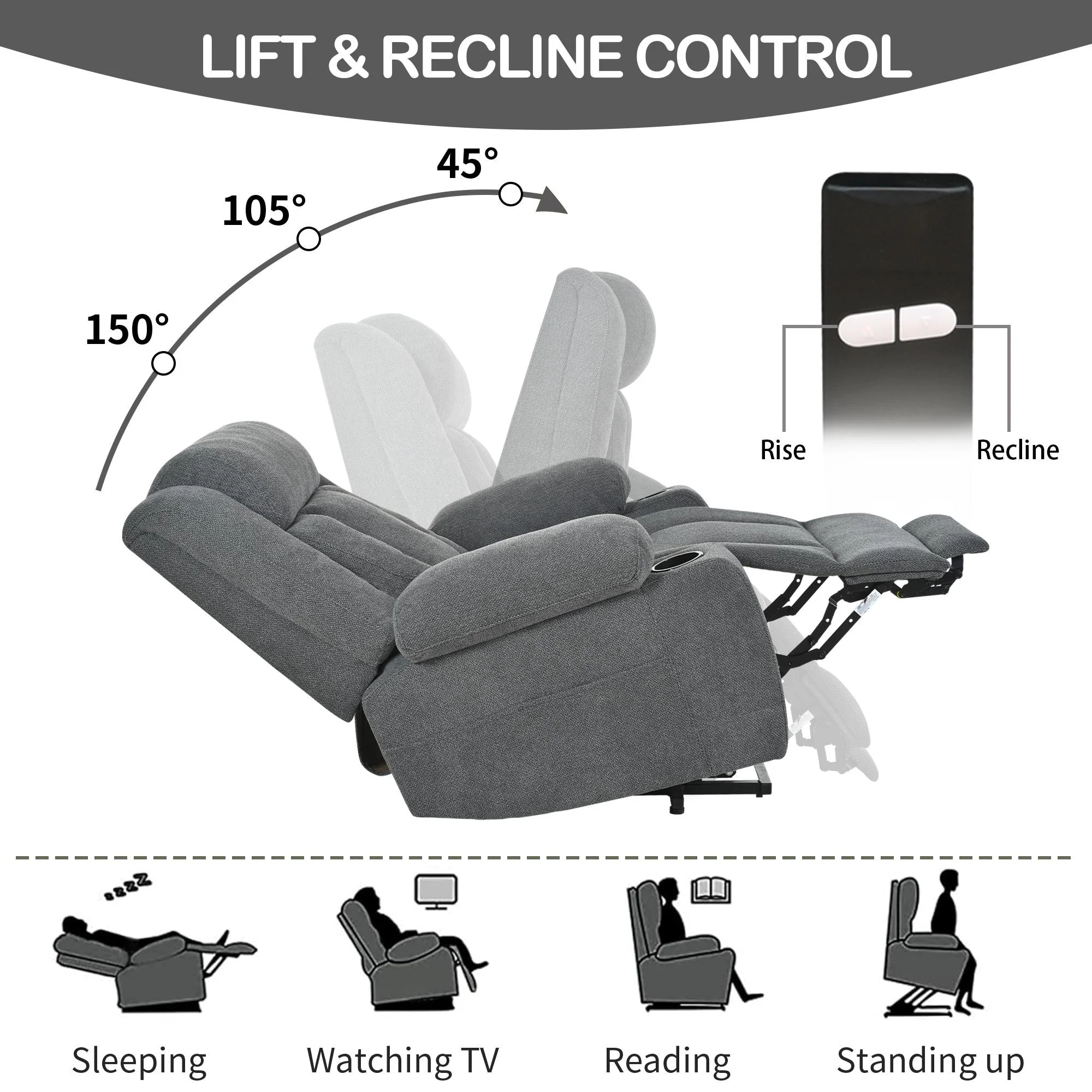 Velvet Power Lift Recliner with Footrest & Pocket