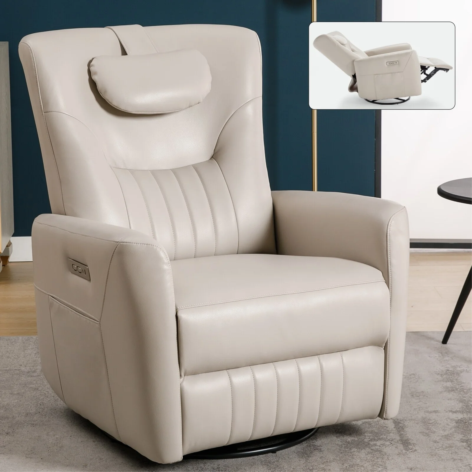 Swivel and Rocker Power Recliner Chair with Lumbar