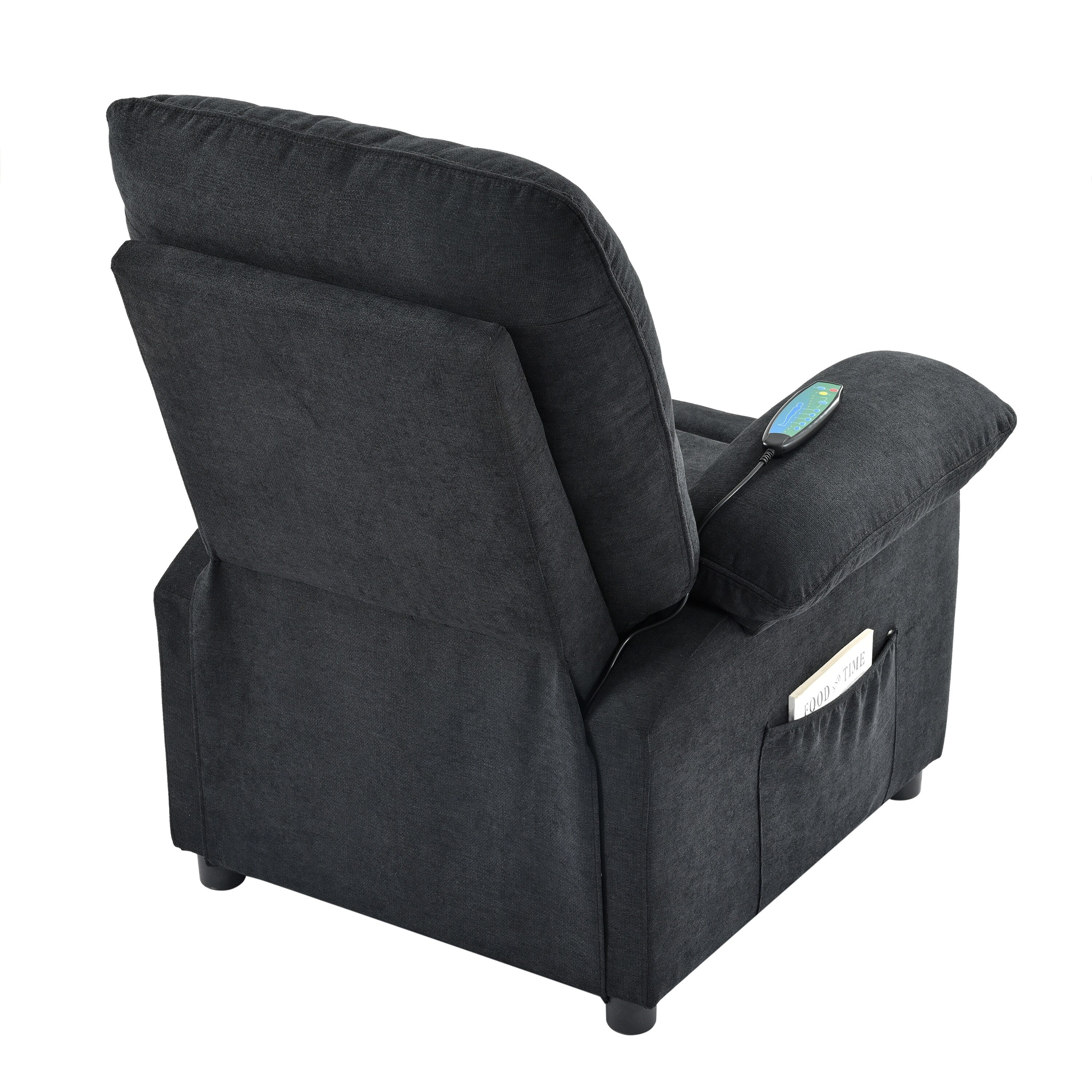Black Manual Recliner with Massage, Heat, and Solid Wood Frame
