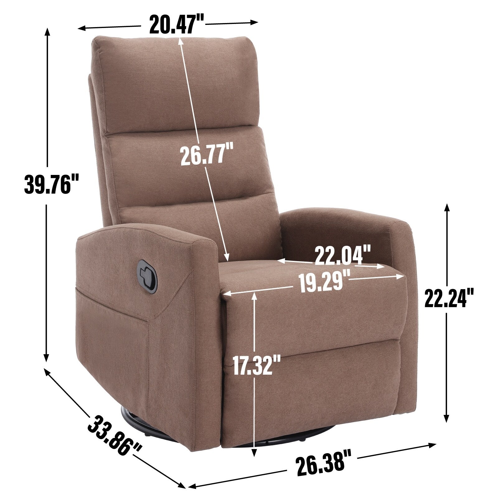 Manual Recliner Chair with Rocker and Swivel
