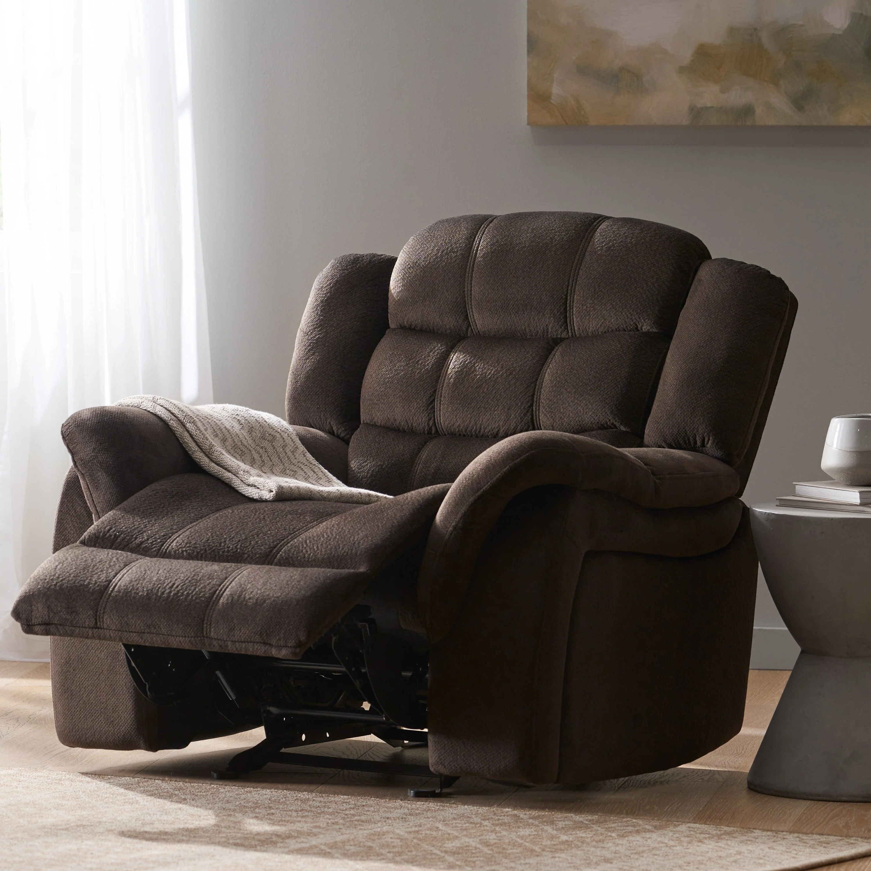 Luxurious Glider Recliner with Plush Fabric Upholstery by HarperBright Designs