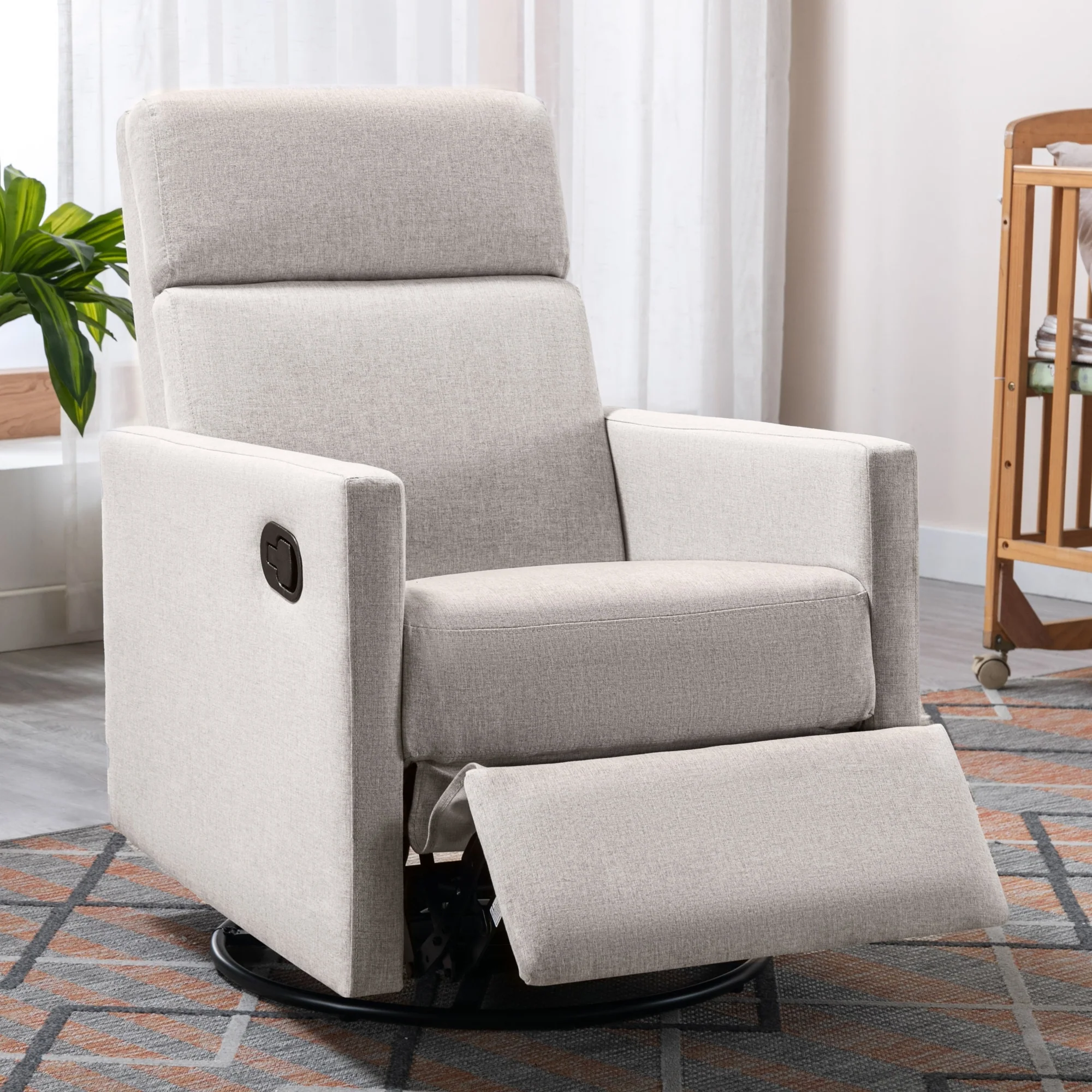 Roomfitters Modern Upholstered Rocker Nursery Chair, Plush Seating Glider Swivel Recliner Chair