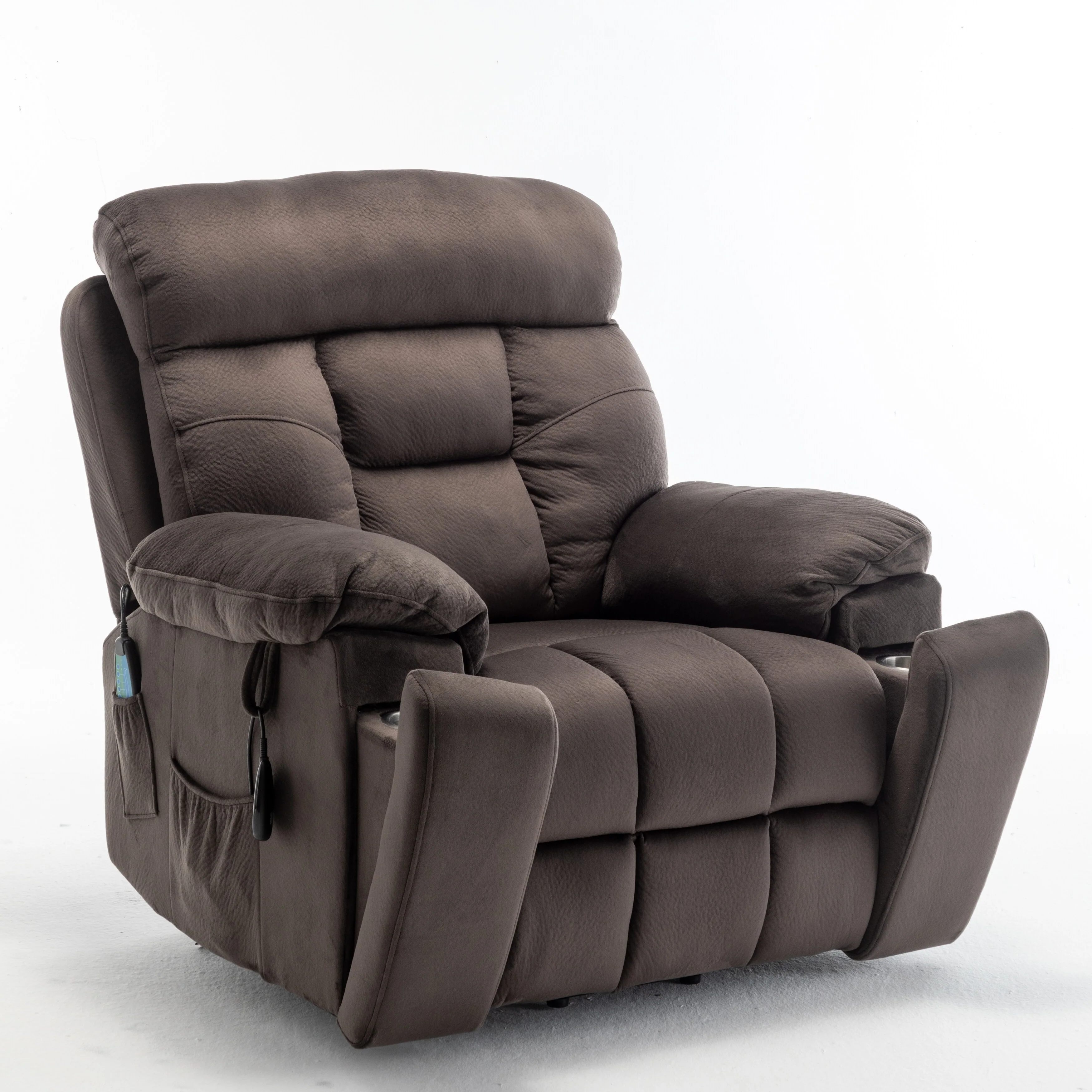 Velvet Wide Power Lift Recliner Chair with Heat, Massage & Silent Motor