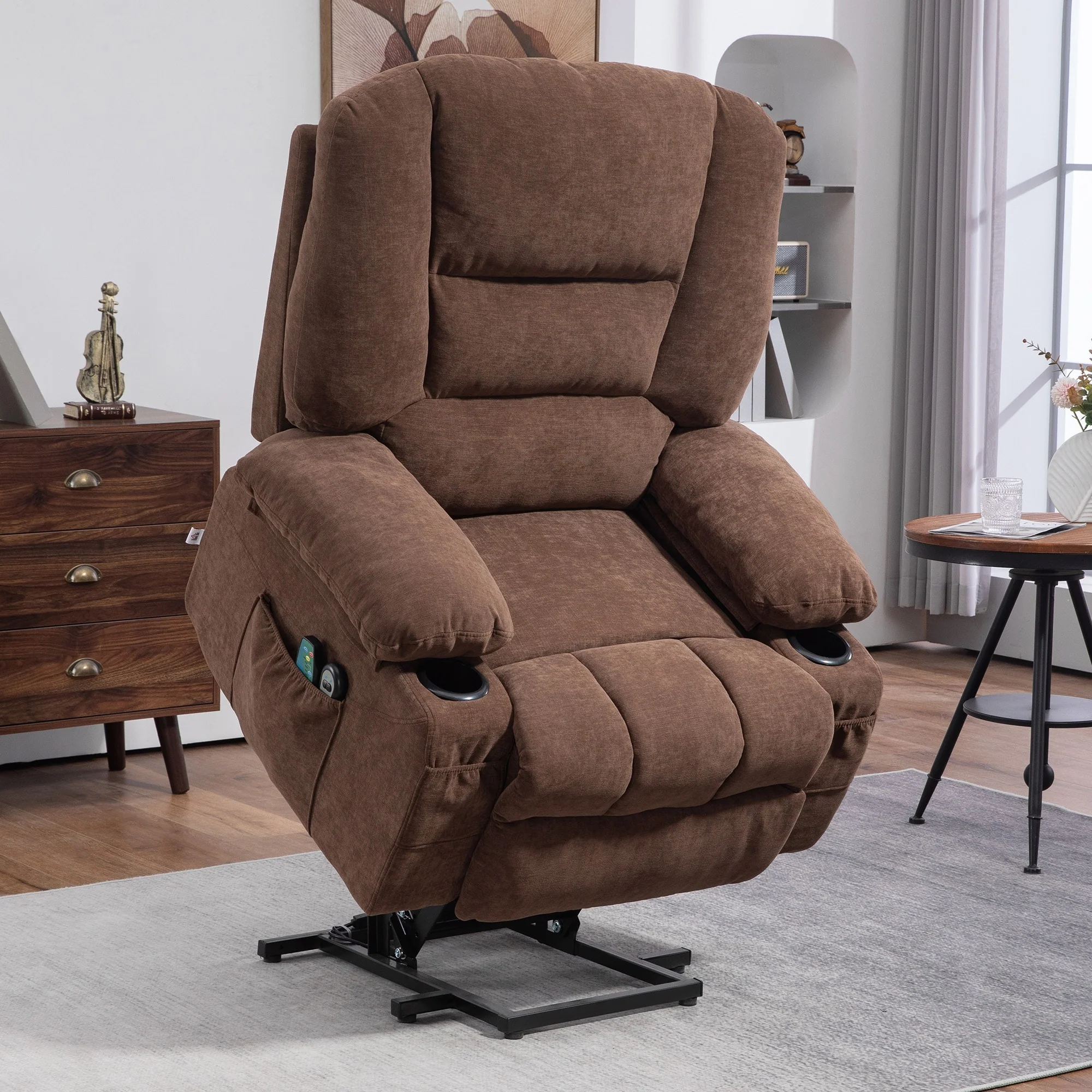 Power Lift Recliner Chair with Vibration Massage, Heating, Remote Control, Quick Assembly, and Side Pockets