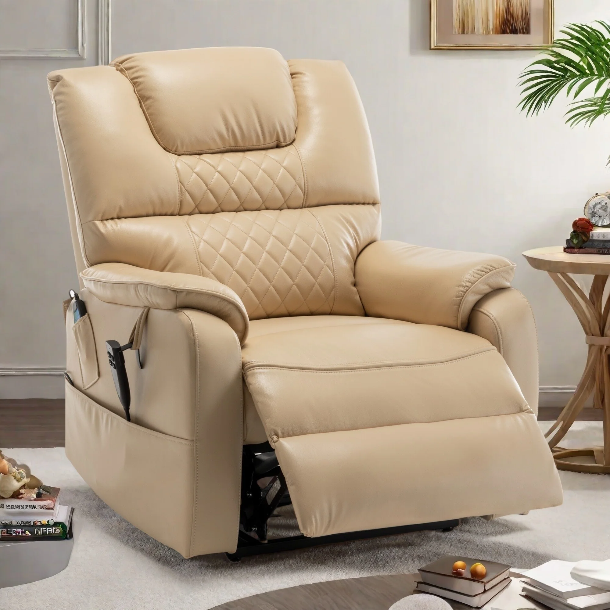 PU Recliner Chair with 180�� Infinite Position Adjustment, Remote Control and Tool-Free Assembly