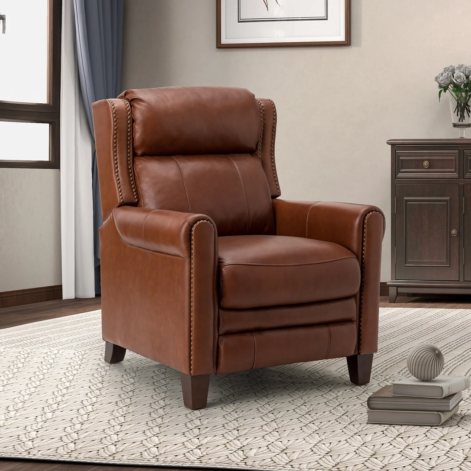 Felisa 32.48 Wide Genuine Leather Manual Recliner