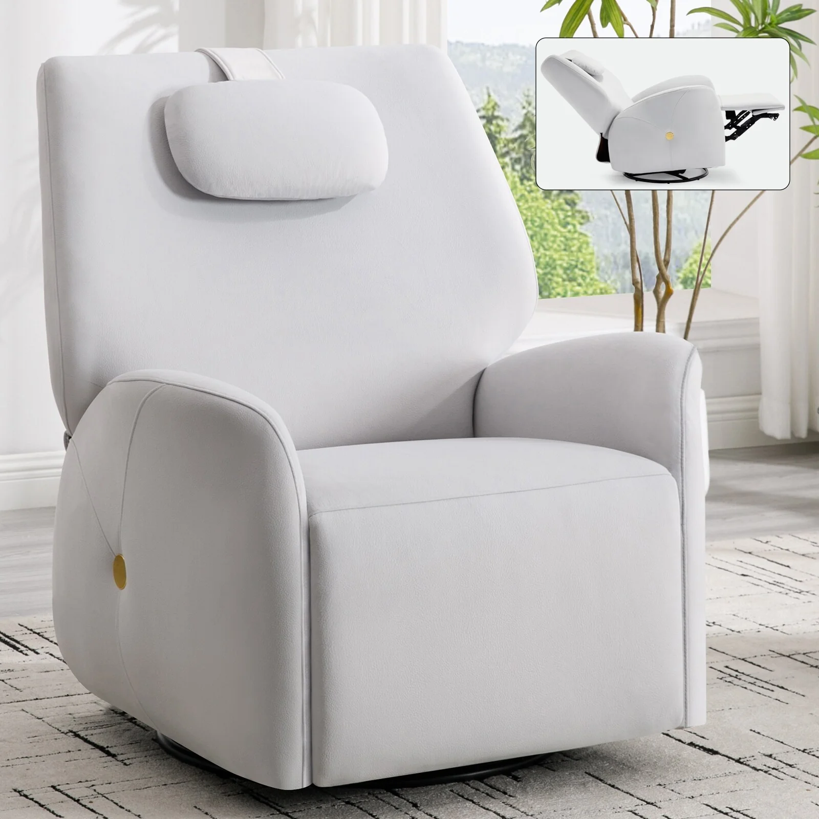 Swivel and Rocker Power Recliner Chair with Lumbar