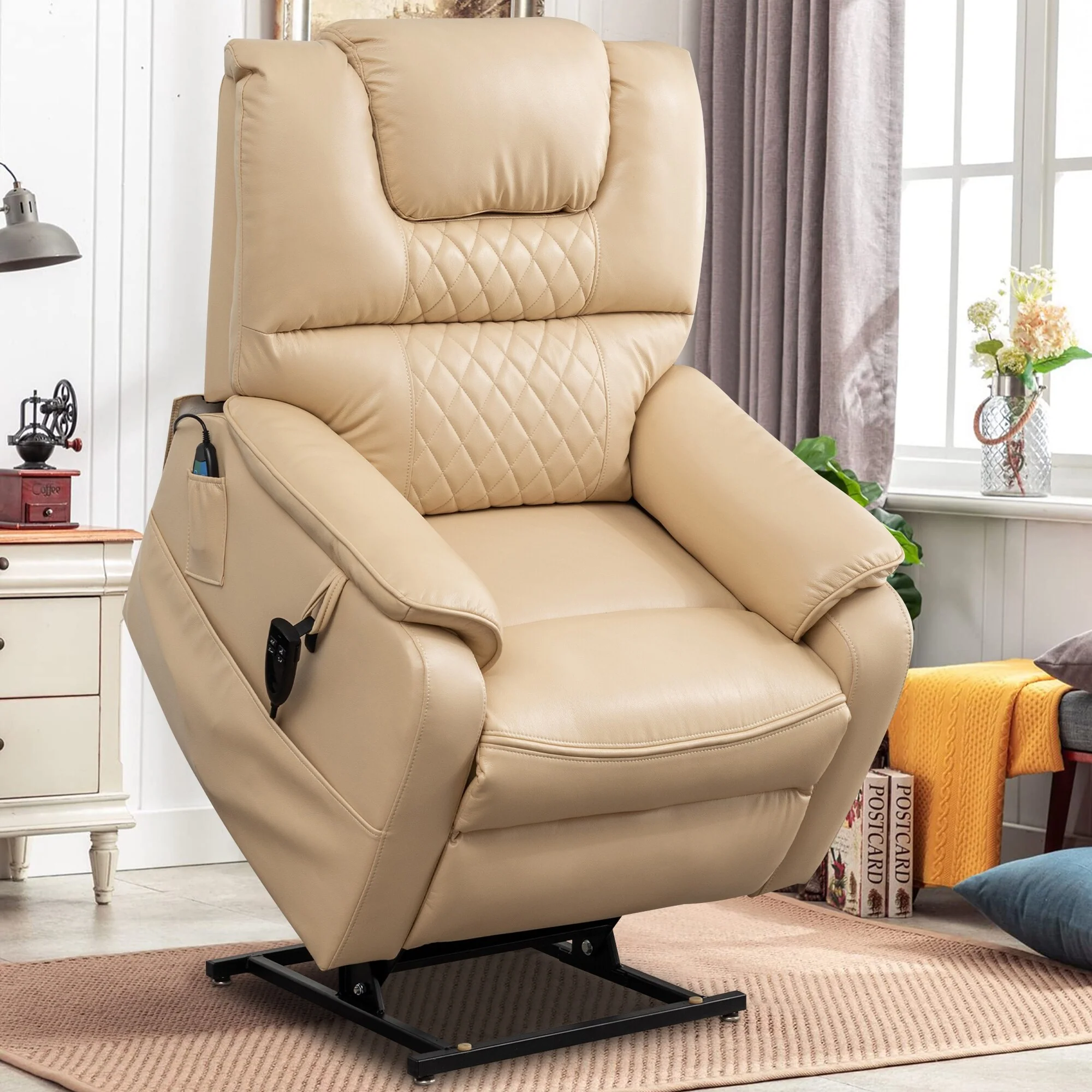 35.5W Dual Electric Power Lift Recliner,MassageHeat,180 degrees