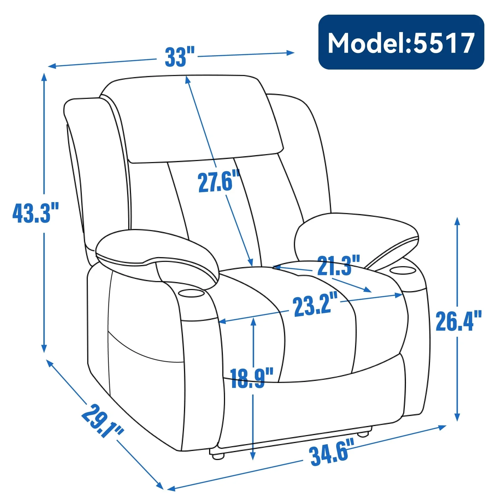 Electric Lift Recliner with Targeted Massage, Lumbar Heating, Dual USB Charging, and Stainless Steel Cup Holders