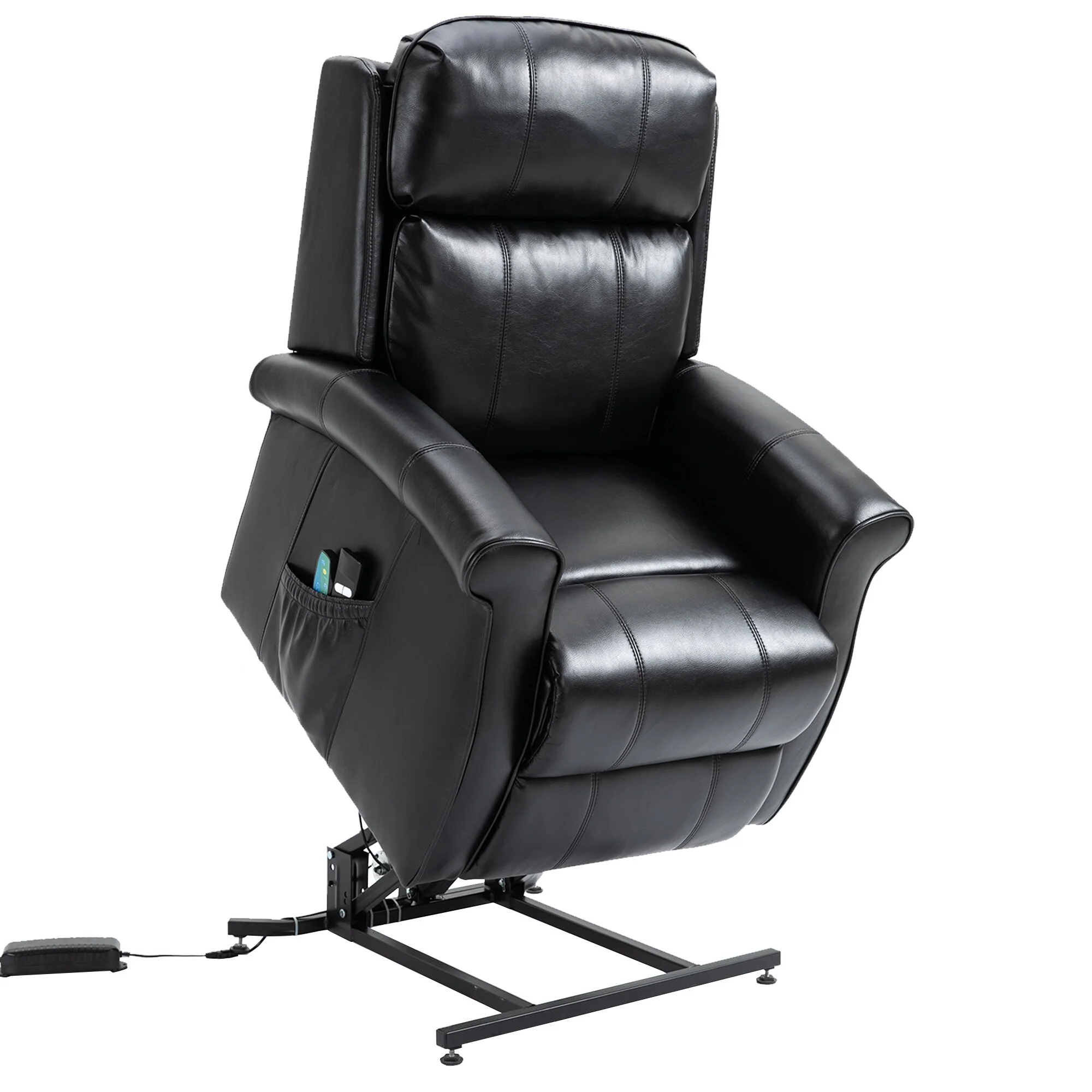 Clihome Faux Leather Elderly Power Lift Recliner Chair with Massage