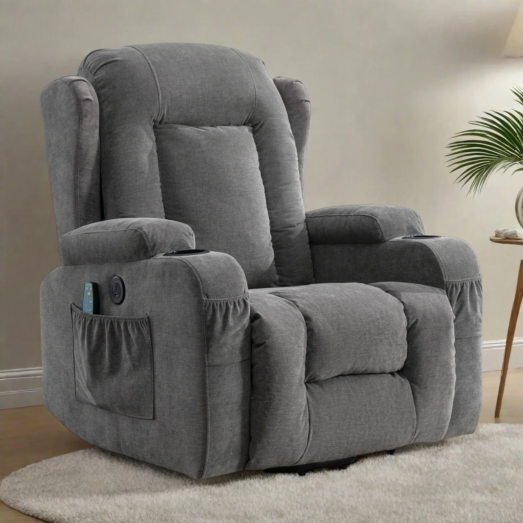Power Lift Recliner Chair with Vibration Massage, Heating, USB Port, and Side Storage Pockets