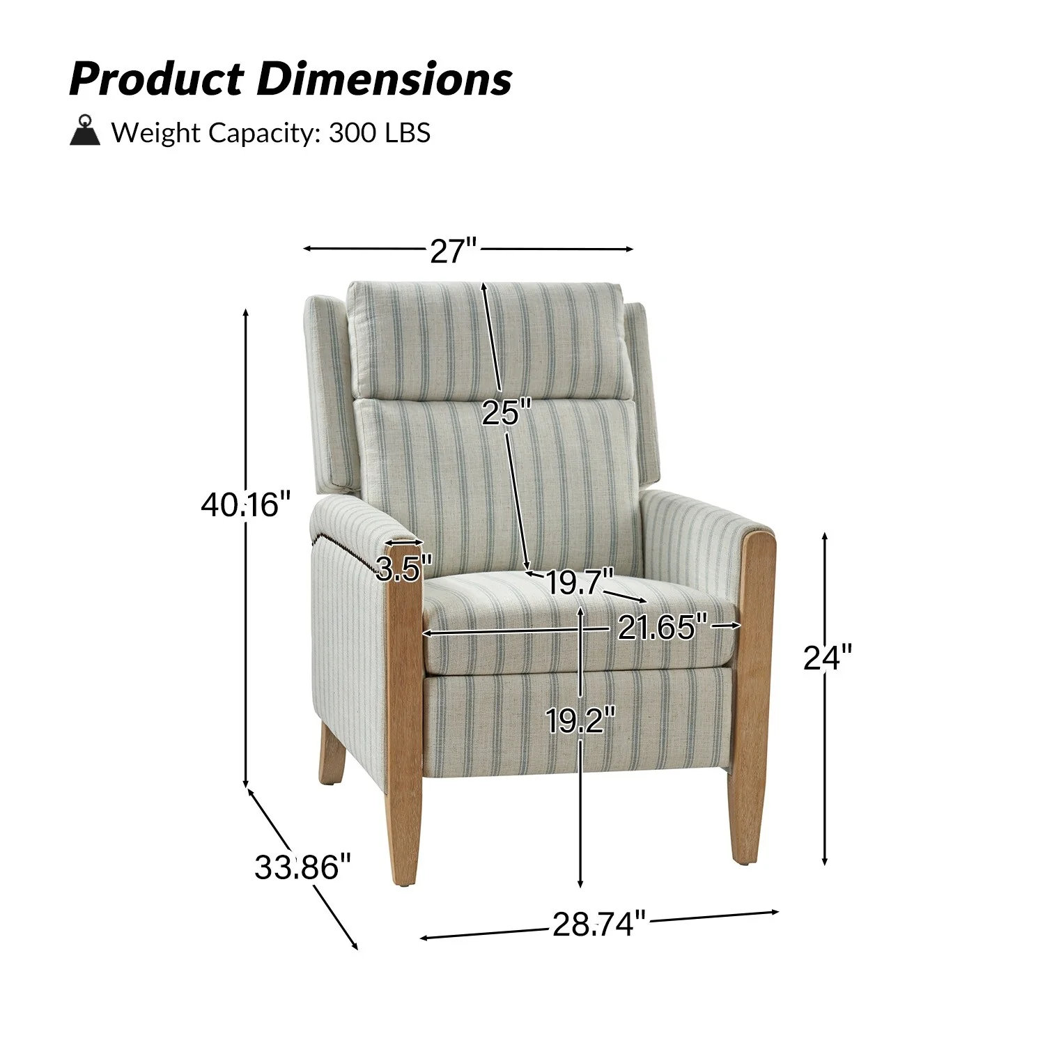 Suares Transitional Nailhead Manual Recliner with Solid Wood Legs by HULALA HOME