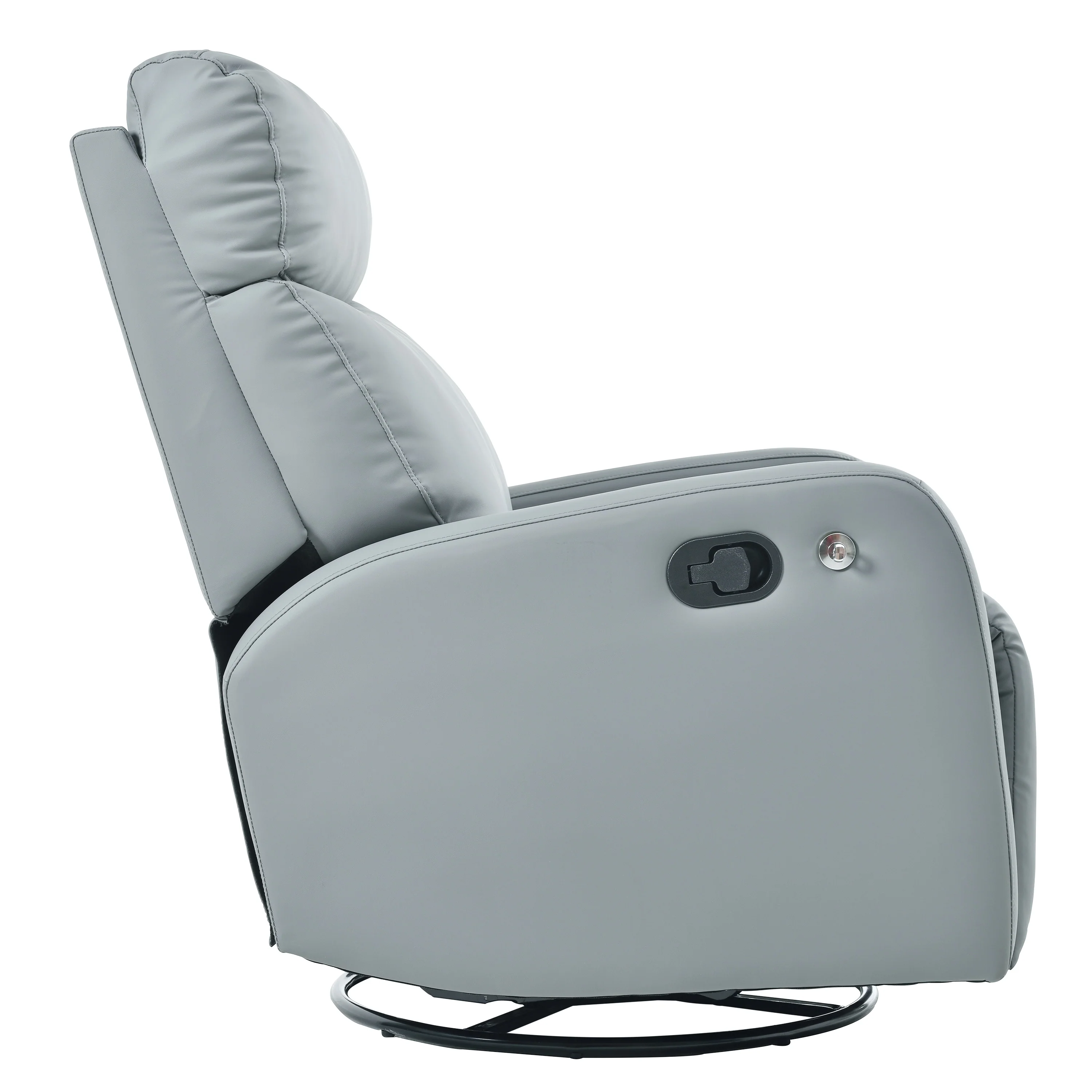 PU Leather 360�� Swivel Rocker Recliner with Phone Holder