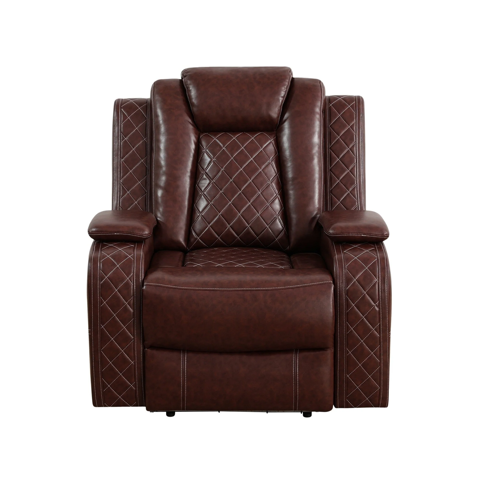 Modern Breathing Leather Recliner Chair with Ambient Lighting and USB-Powered LED
