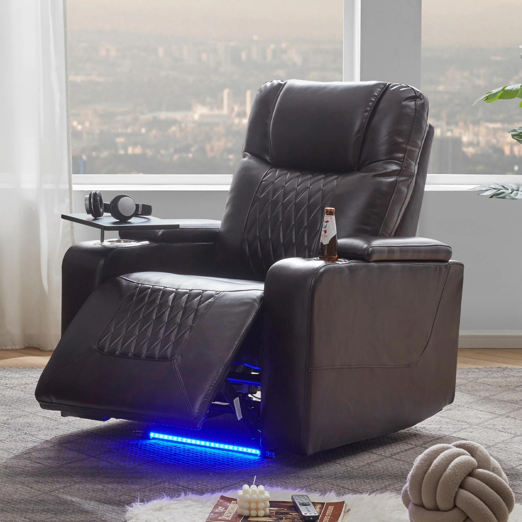 Nestfair Power Motion Recliner with 2 Cup Holders and 360�� Swivel Tray Table