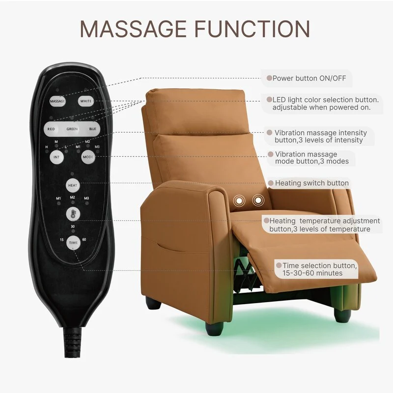 Andrea Recliner Chair with LED Lights, Heating  Massage