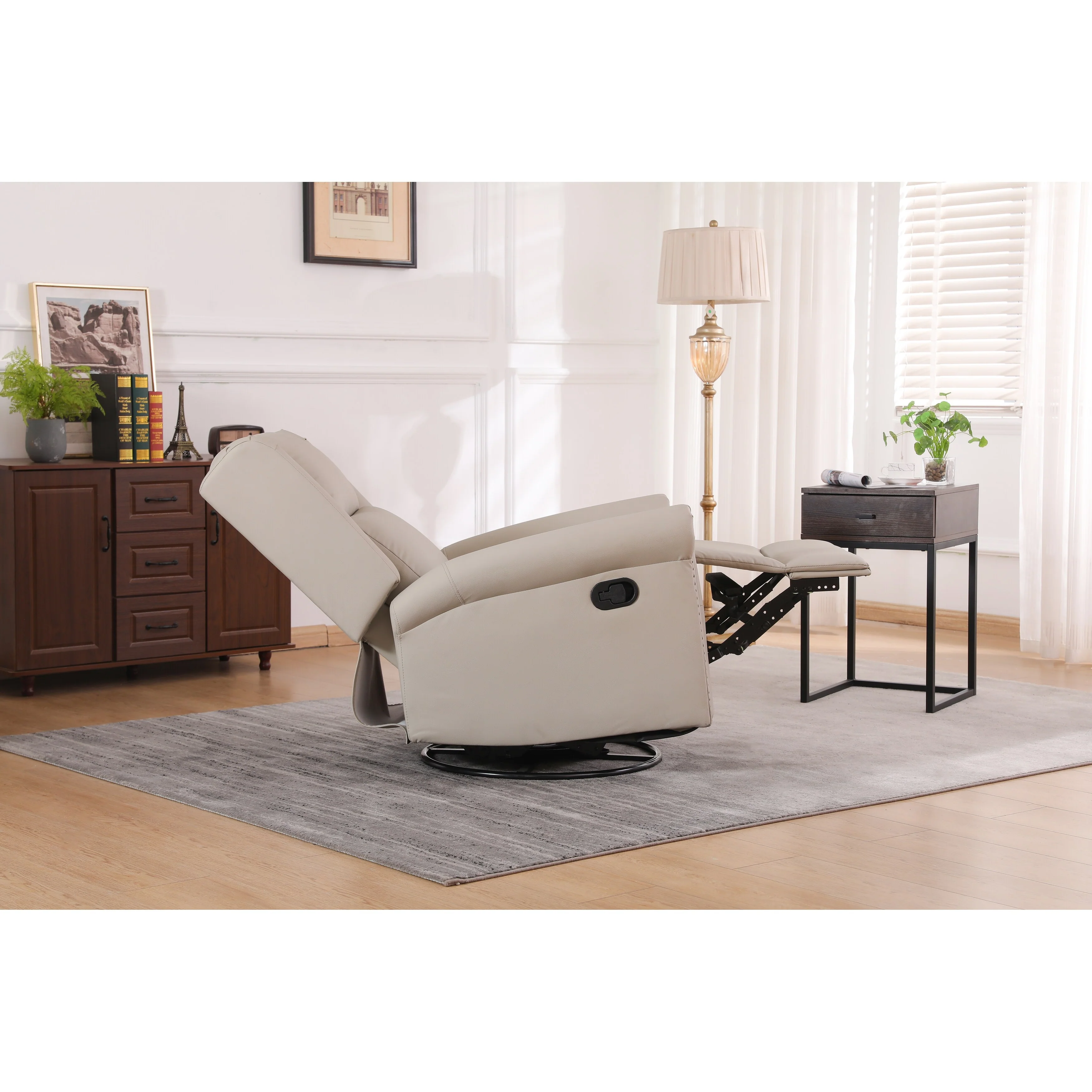 Ergonomic Swivel Rocker Recliner Chair with USB?C & Lumbar Cushion