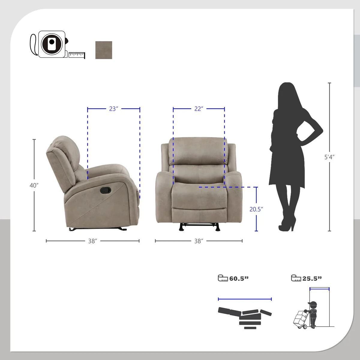 Mabel Polished Microfiber Rocker Reclining Chair