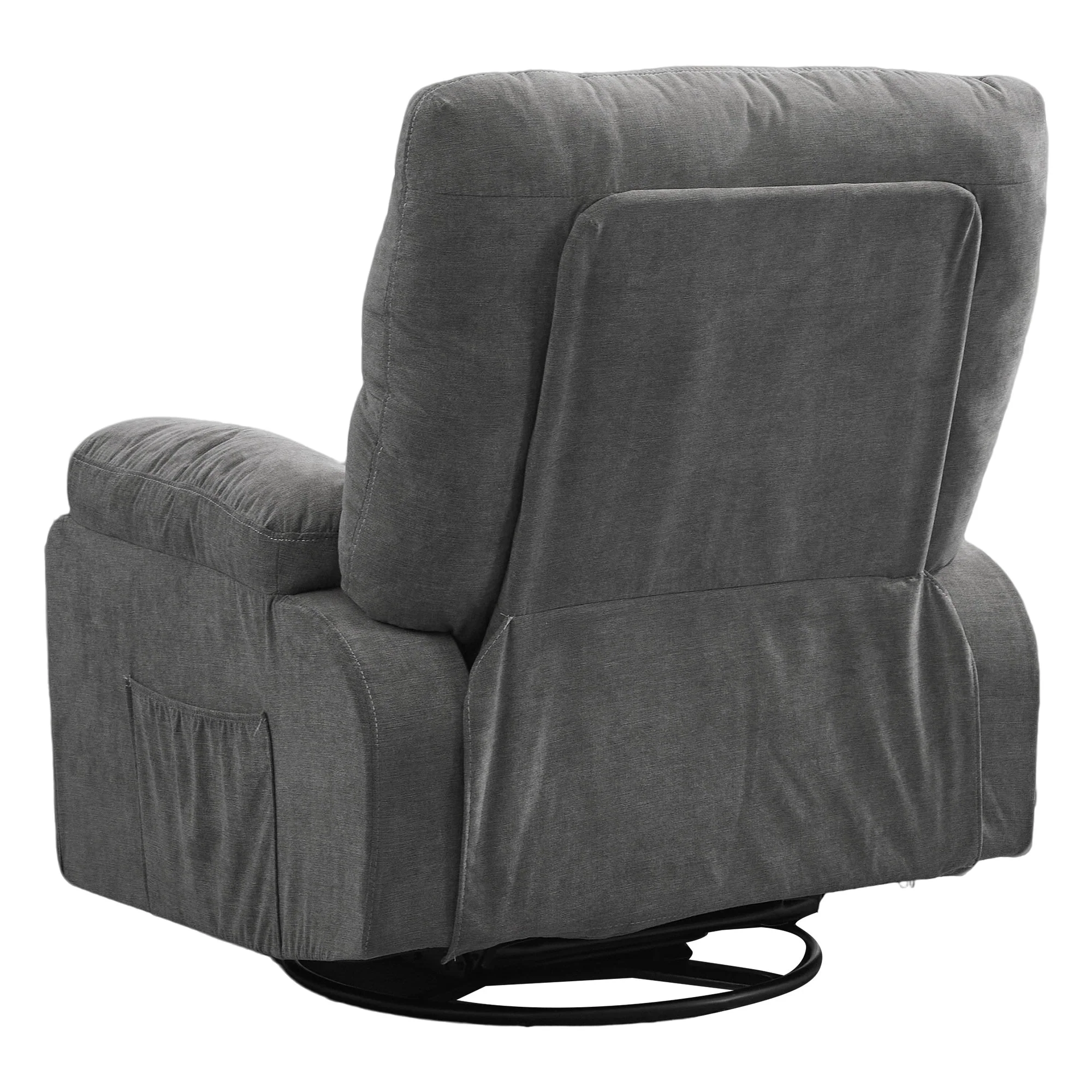 360�� Rotating Recliner Chair with Adjustable Backrest, Swivel Rocking Armchair with Footrest, Soft Cushions & Side Pockets