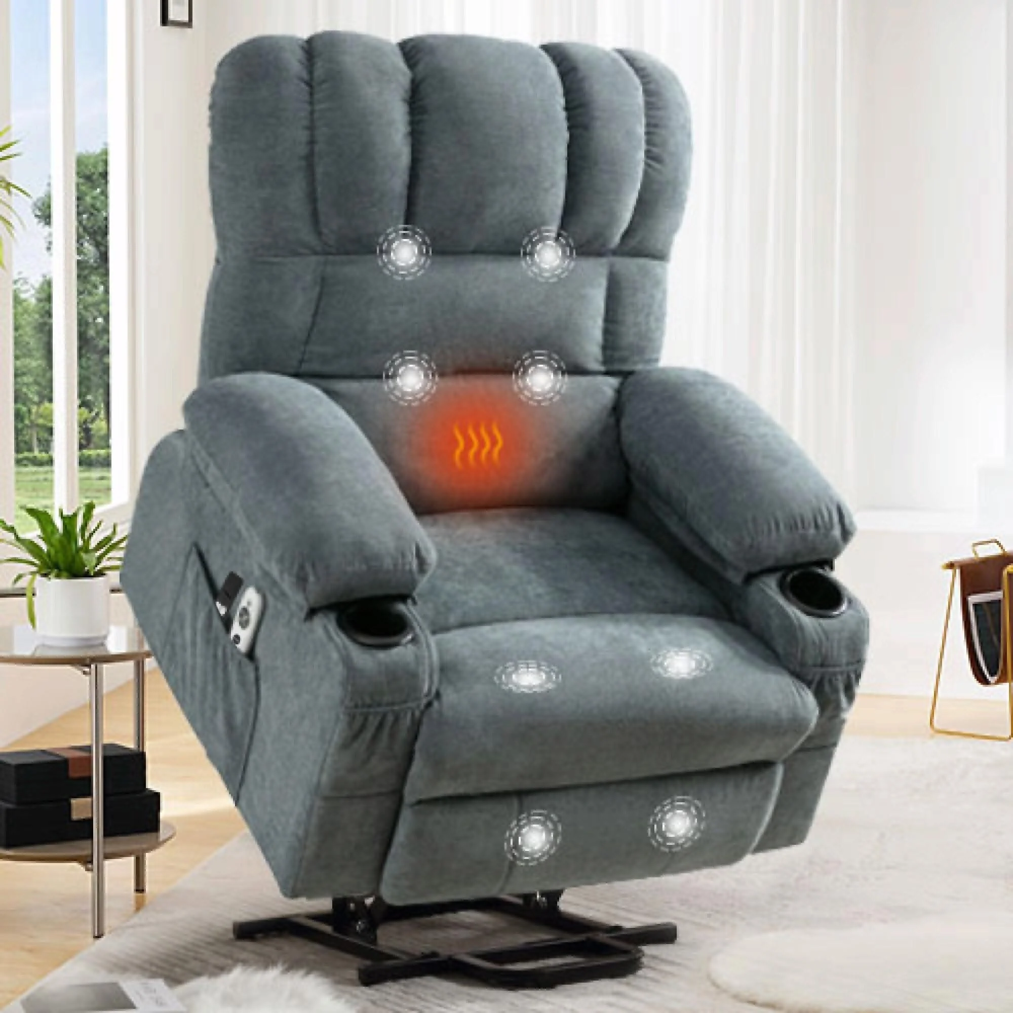 Power Electric Massage Lift Lounge Chair with Heating, Vibration Functions and USB