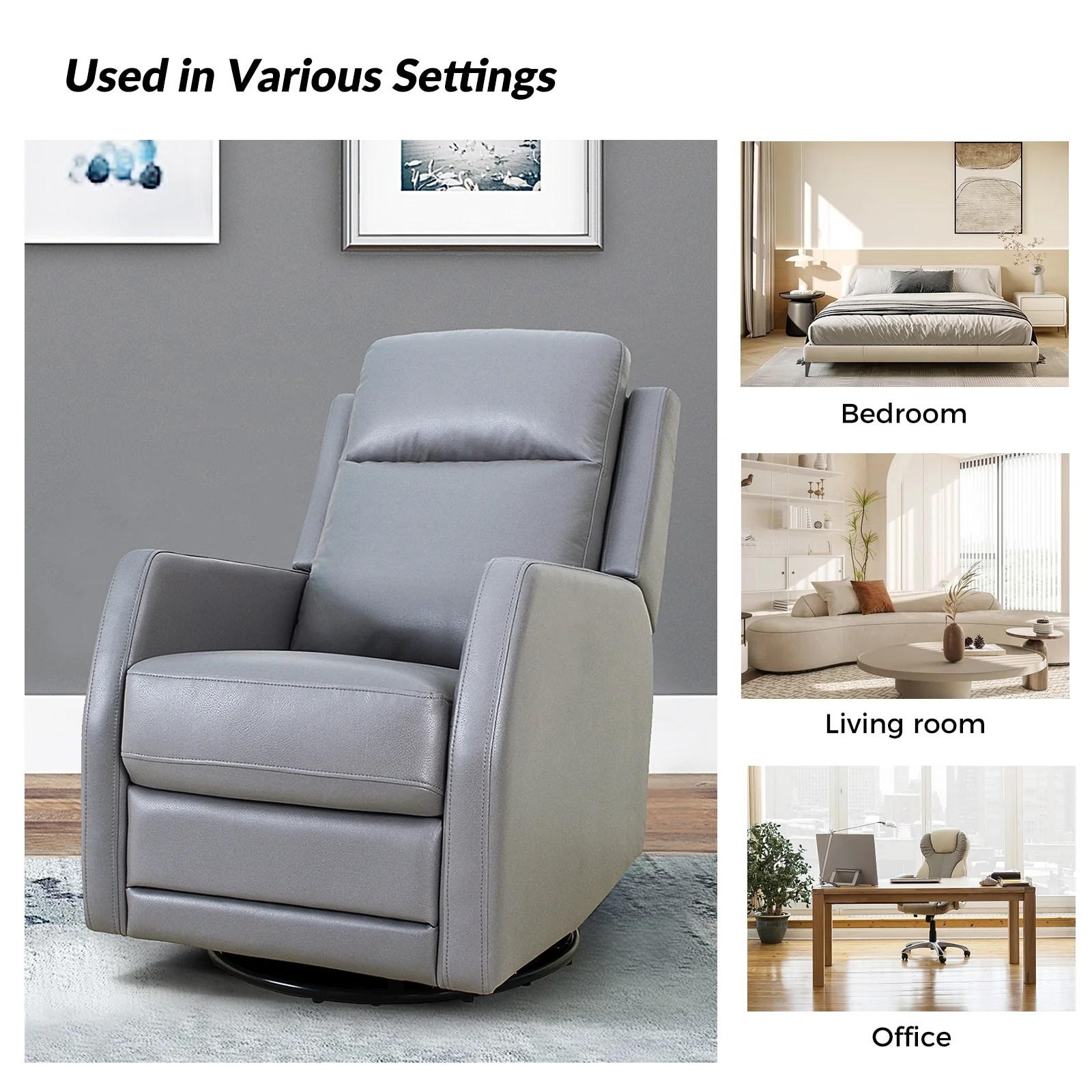 Esteban Modern Faux Leather Manual Rocking Swivel Recliner with Wingback Set of 2