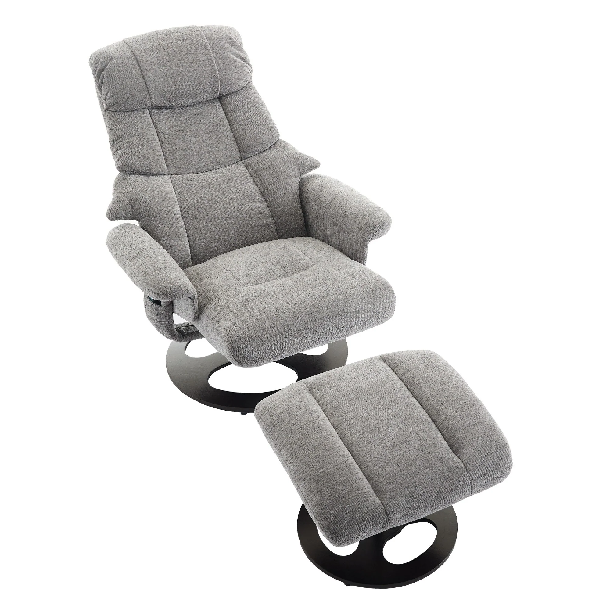 Modern 360�� Swivel Lounge Chair with Footstool, 5 Point Vibration Massage, Seat Heating & 140�� Adjustable Backrest