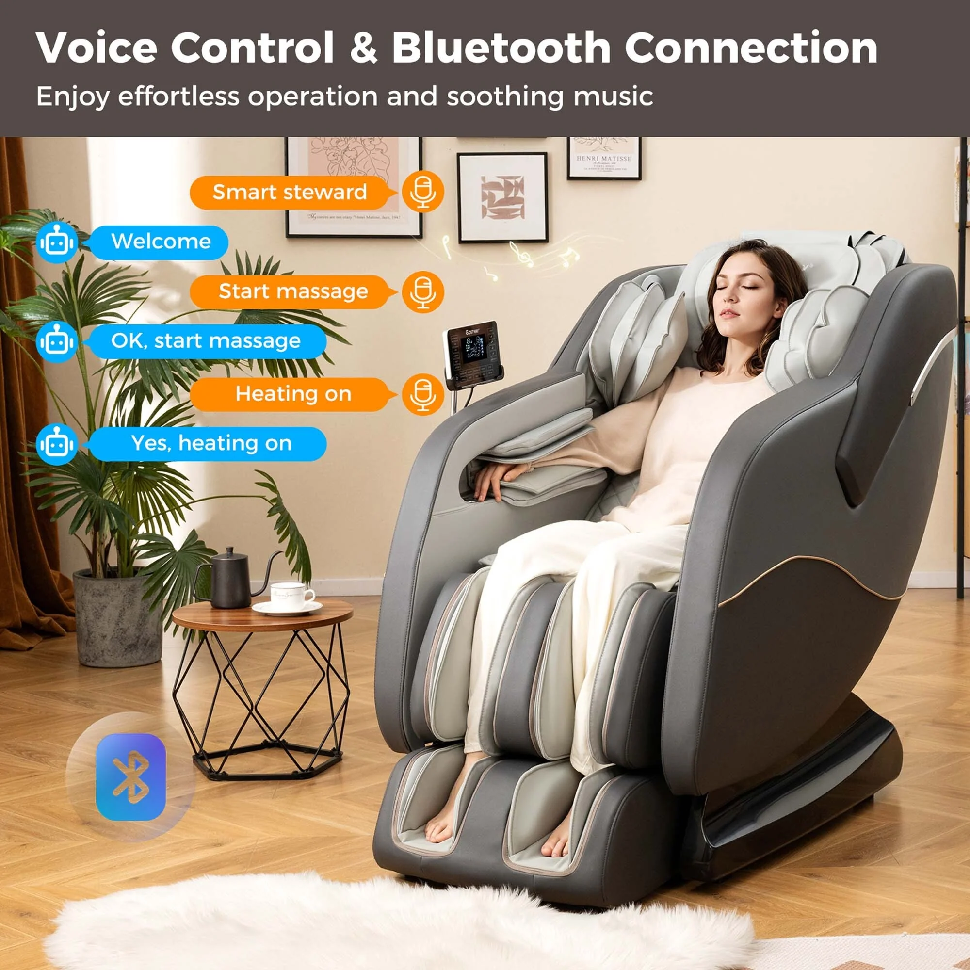 Costway SL Track Zero Gravity Massage Recliner with Thai Stretch Foot