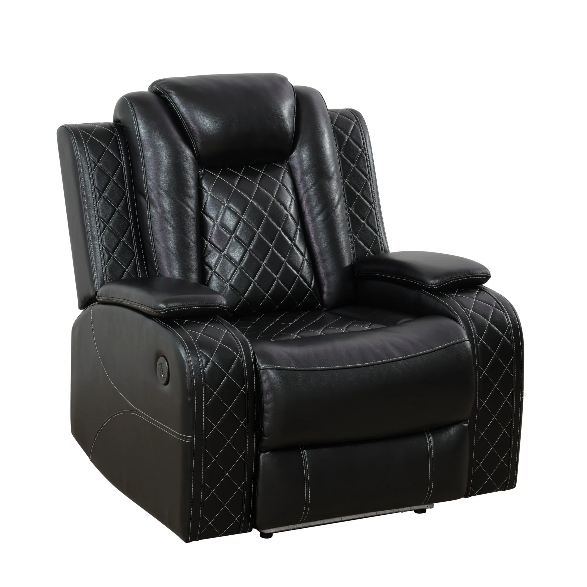 Modern Breathing Leather Recliner Chair with Ambient Lighting and USB-Powered LED