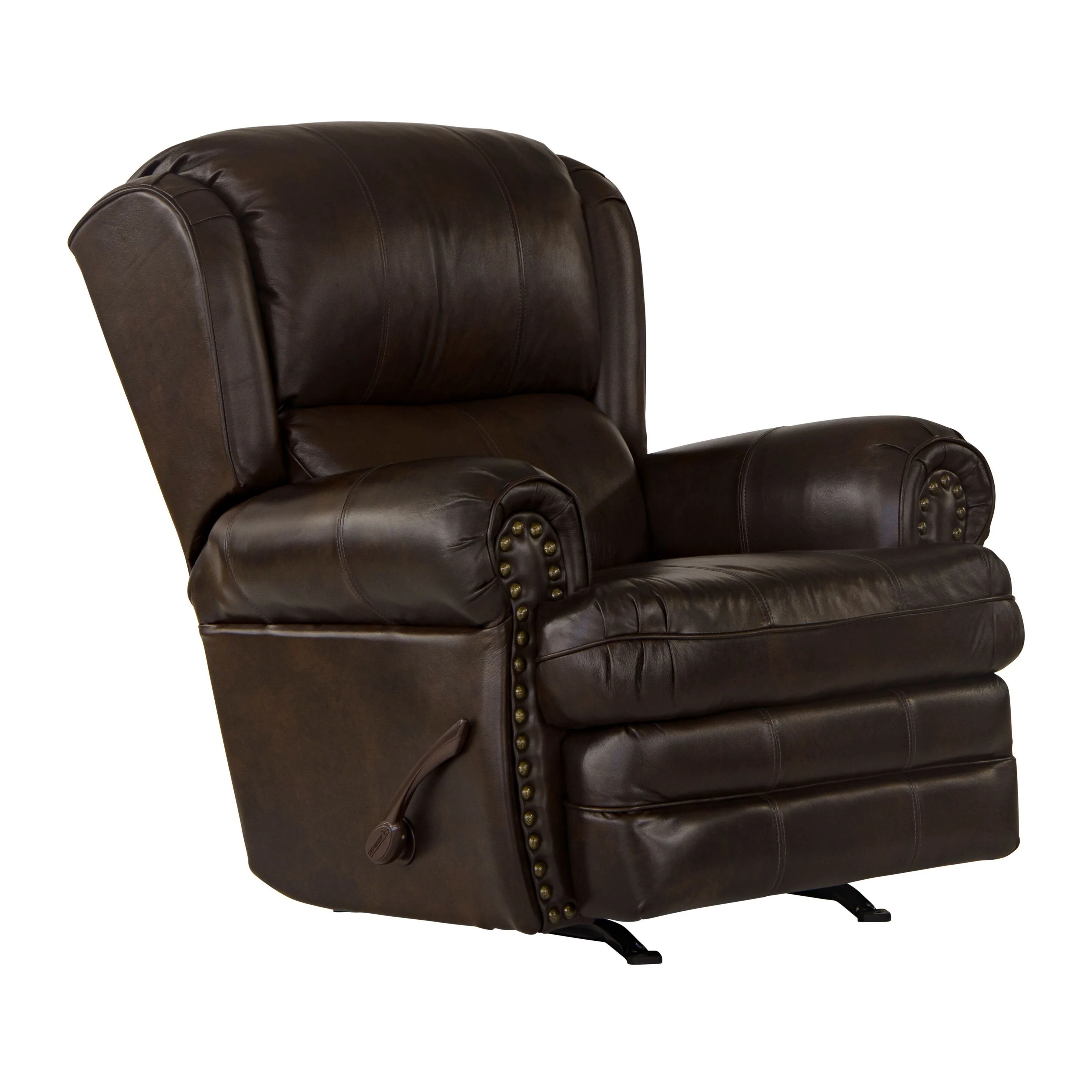 Skelt Italian Leather Rocker Recliner, Chocolate